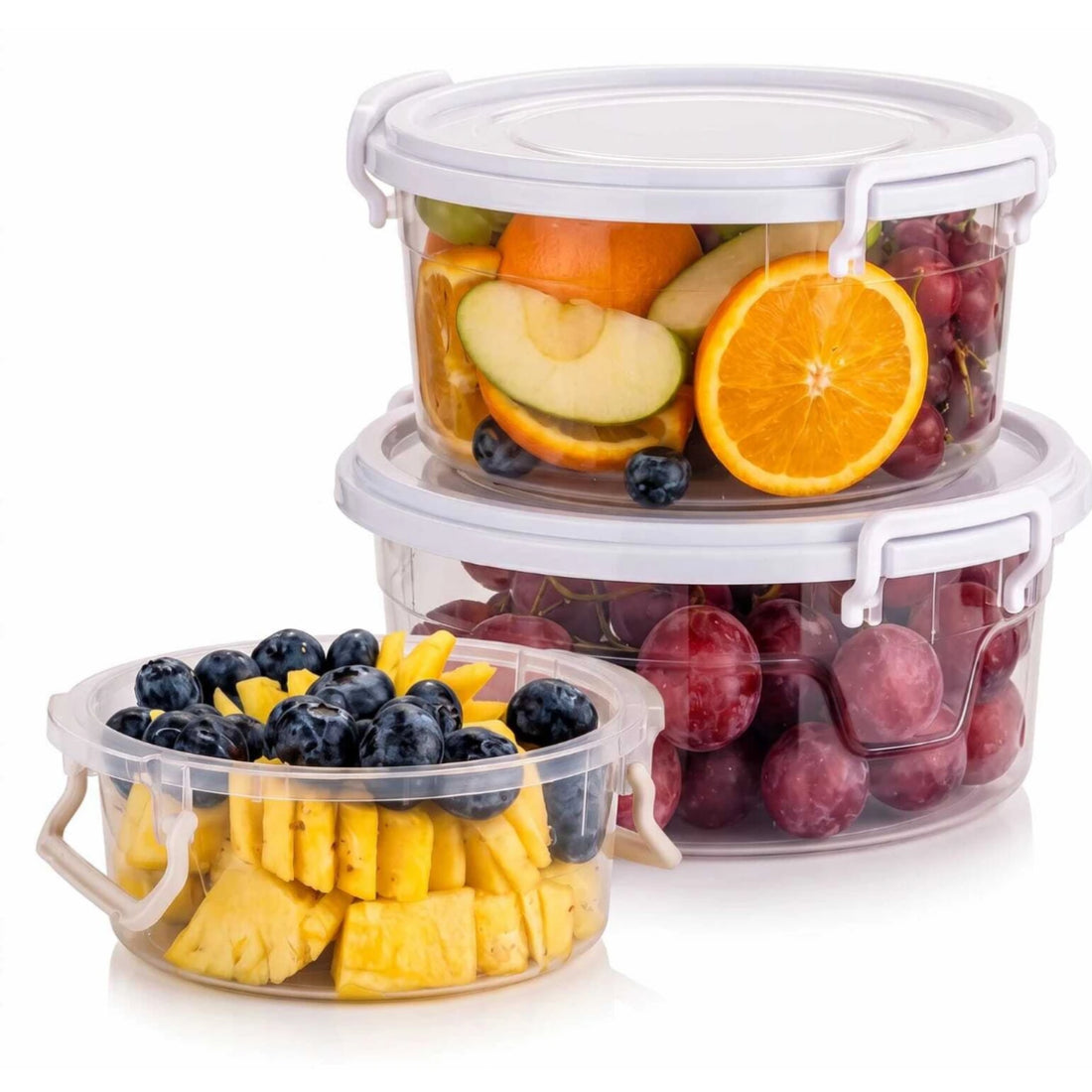 PALAK Plastic Fridge Container  - 700 ml, 1300 ml, 2300 ml (Pack of 3, Transparent)