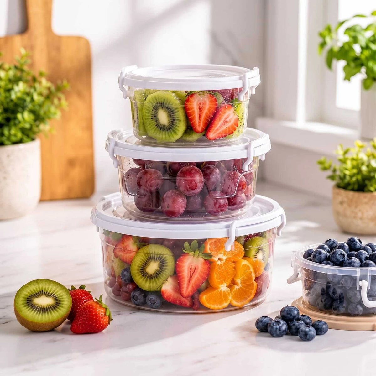 PALAK Plastic Fridge Container  - 700 ml, 1300 ml, 2300 ml (Pack of 3, Transparent)