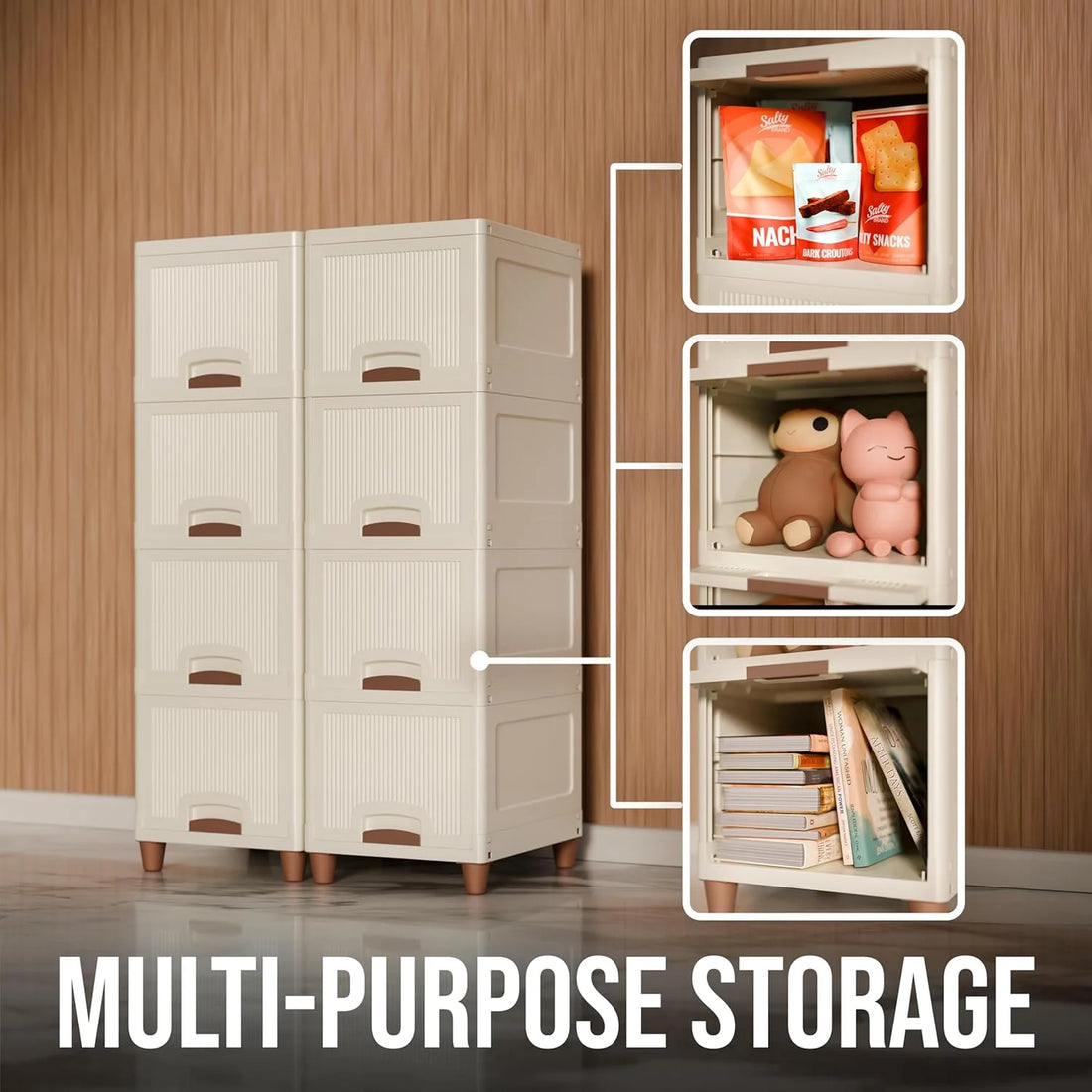 PALAK 8XL Royal Cabinet Drawer Storage Unit (White)