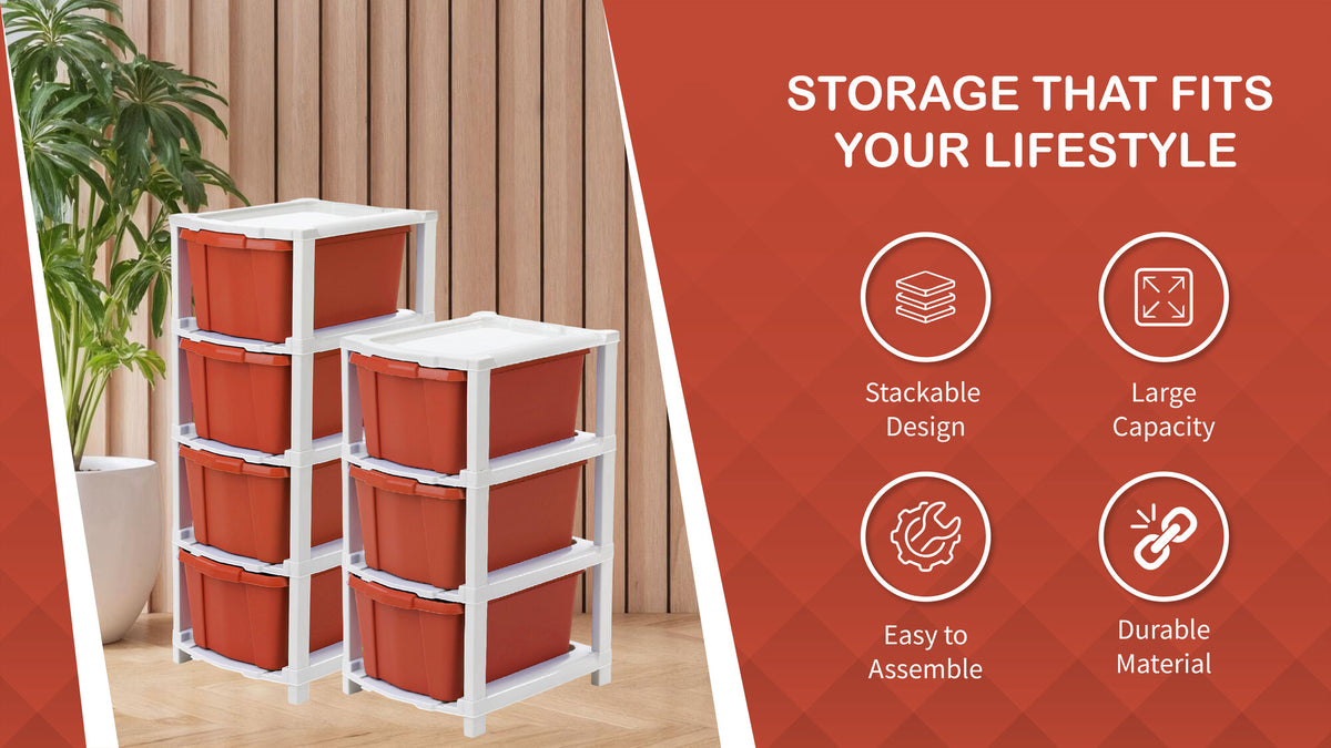 PALAK 6XL Classic Drawer Storage Unit (Red)