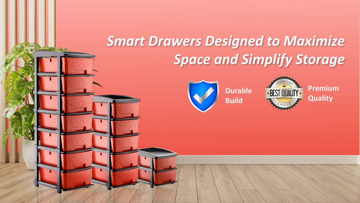 PALAK 2XL Stone Drawer Storage Unit (Red)
