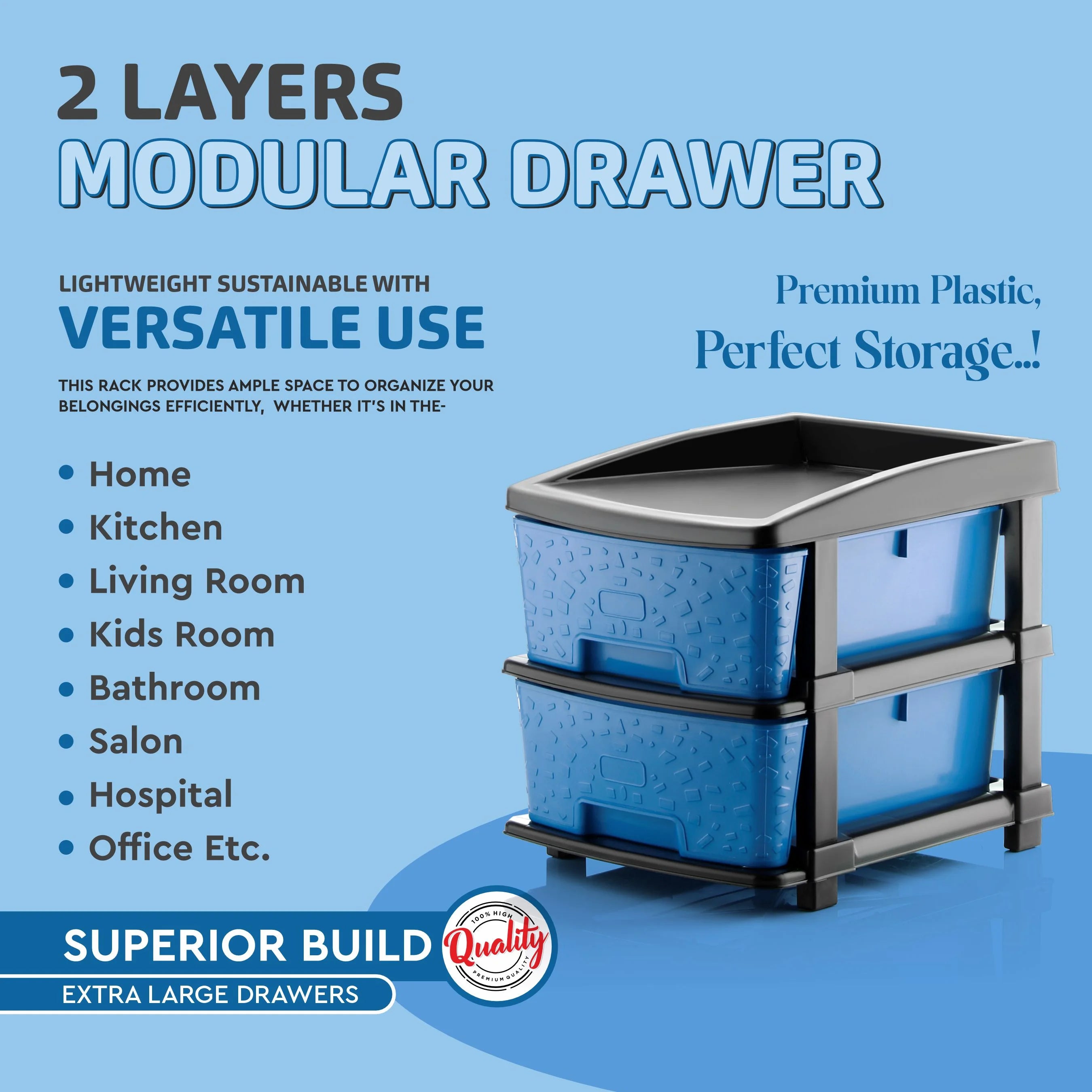 PALAK 2XL Stone Drawer Storage Unit (Blue)