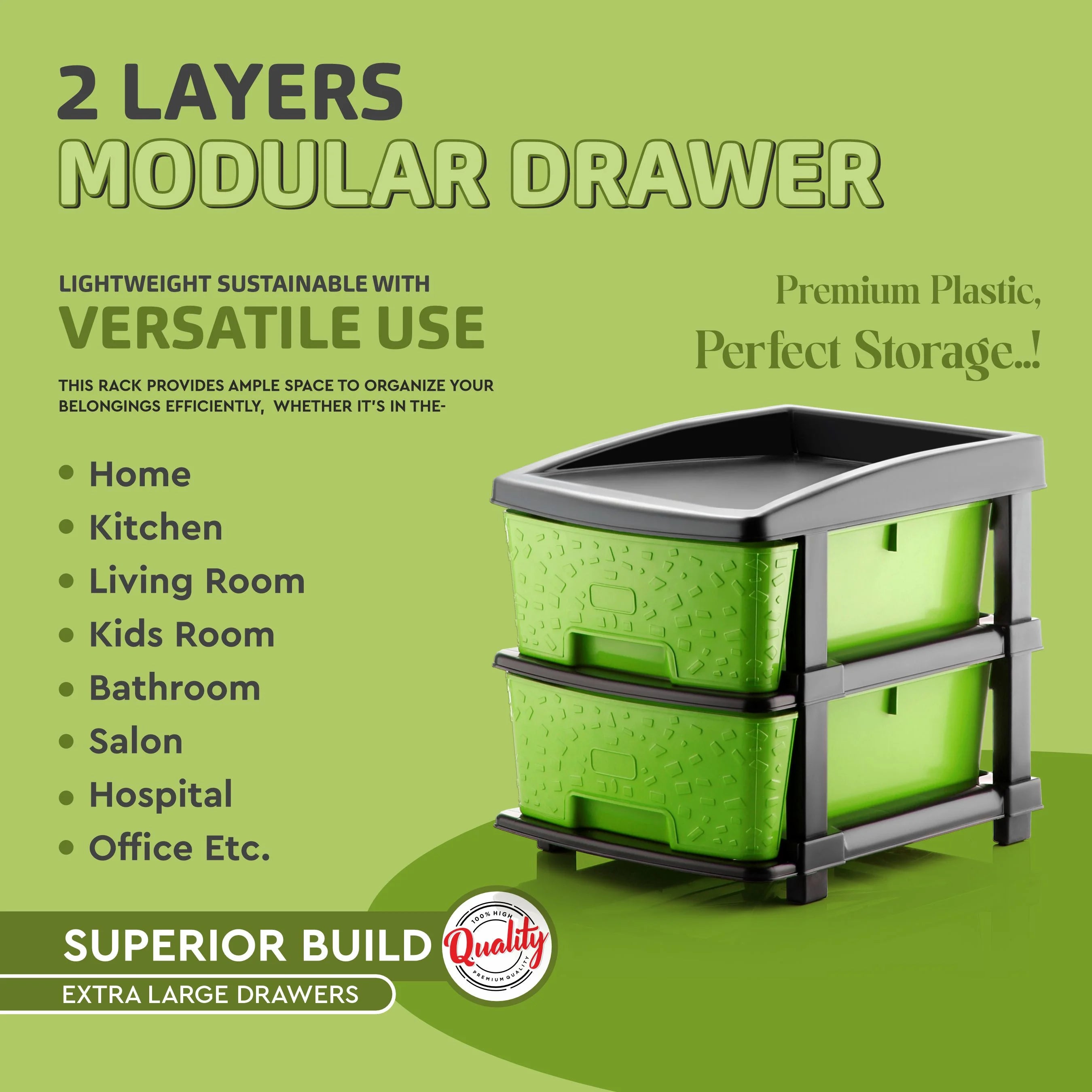 PALAK 2XL Stone Drawer Storage Unit (Green)