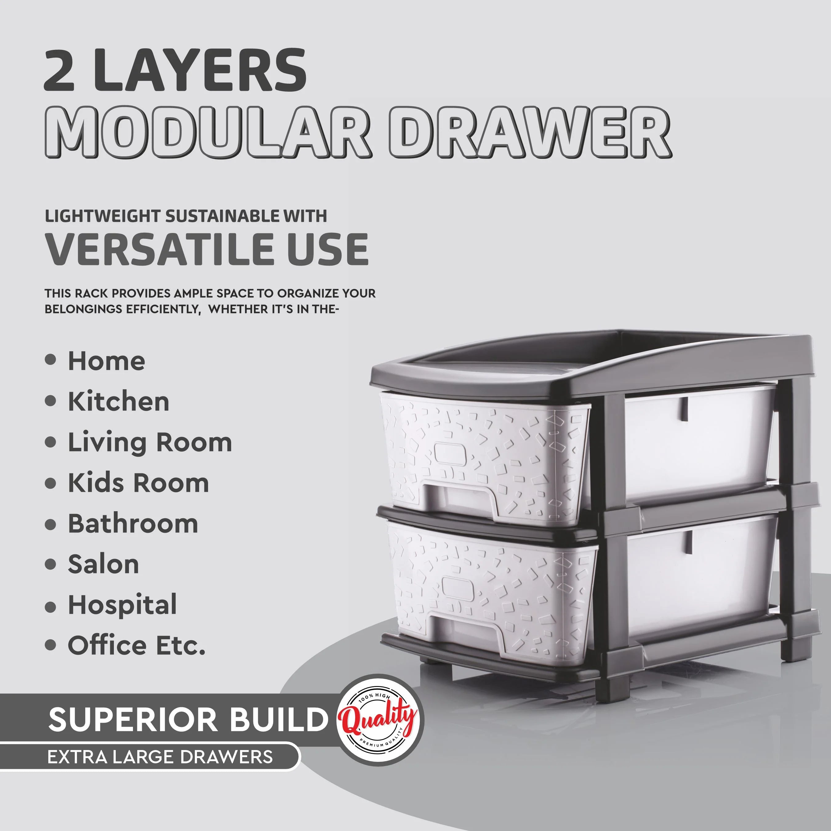 PALAK 2XL Stone Drawer Storage Unit (Grey)