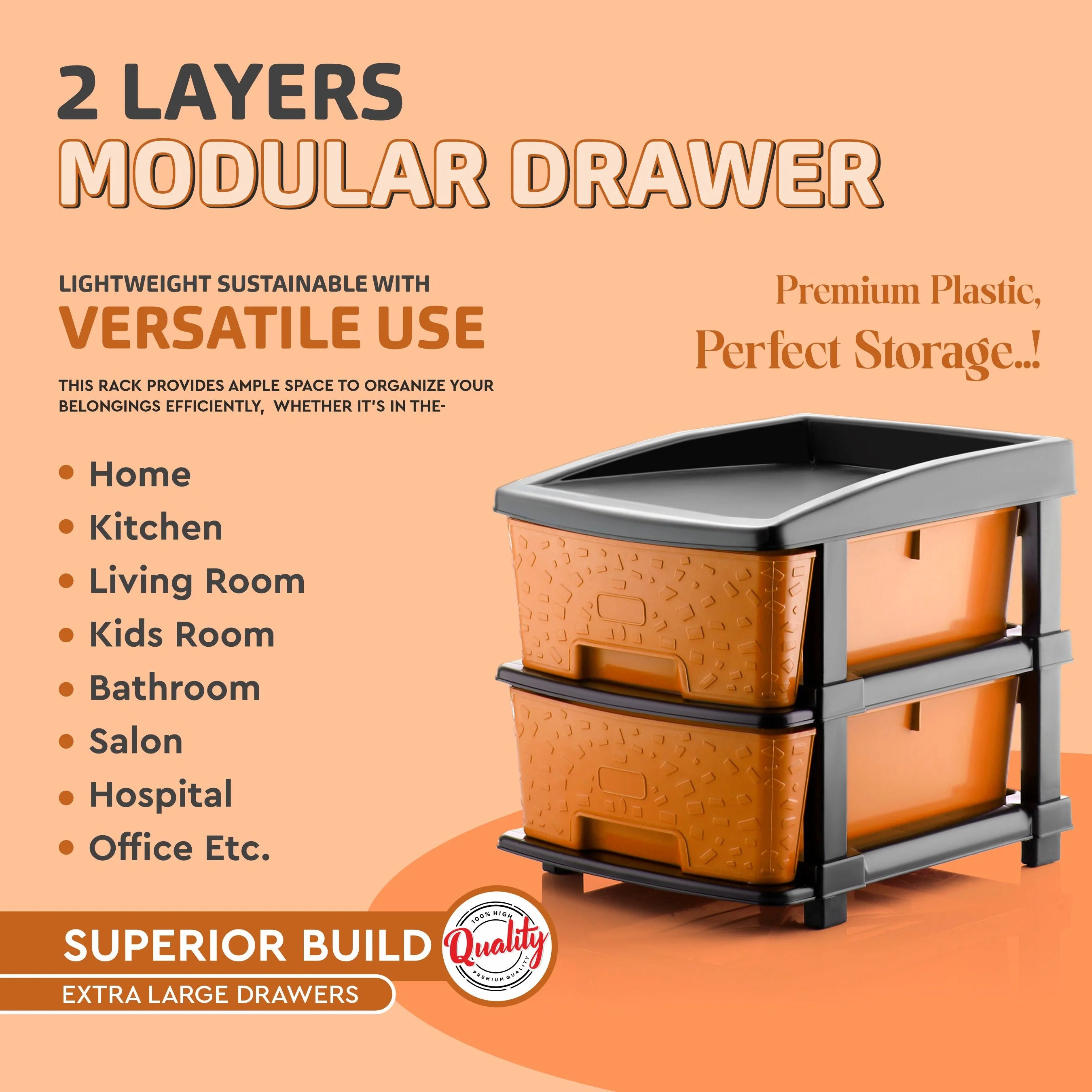 PALAK 2XL Stone Drawer Storage Unit (Orange)