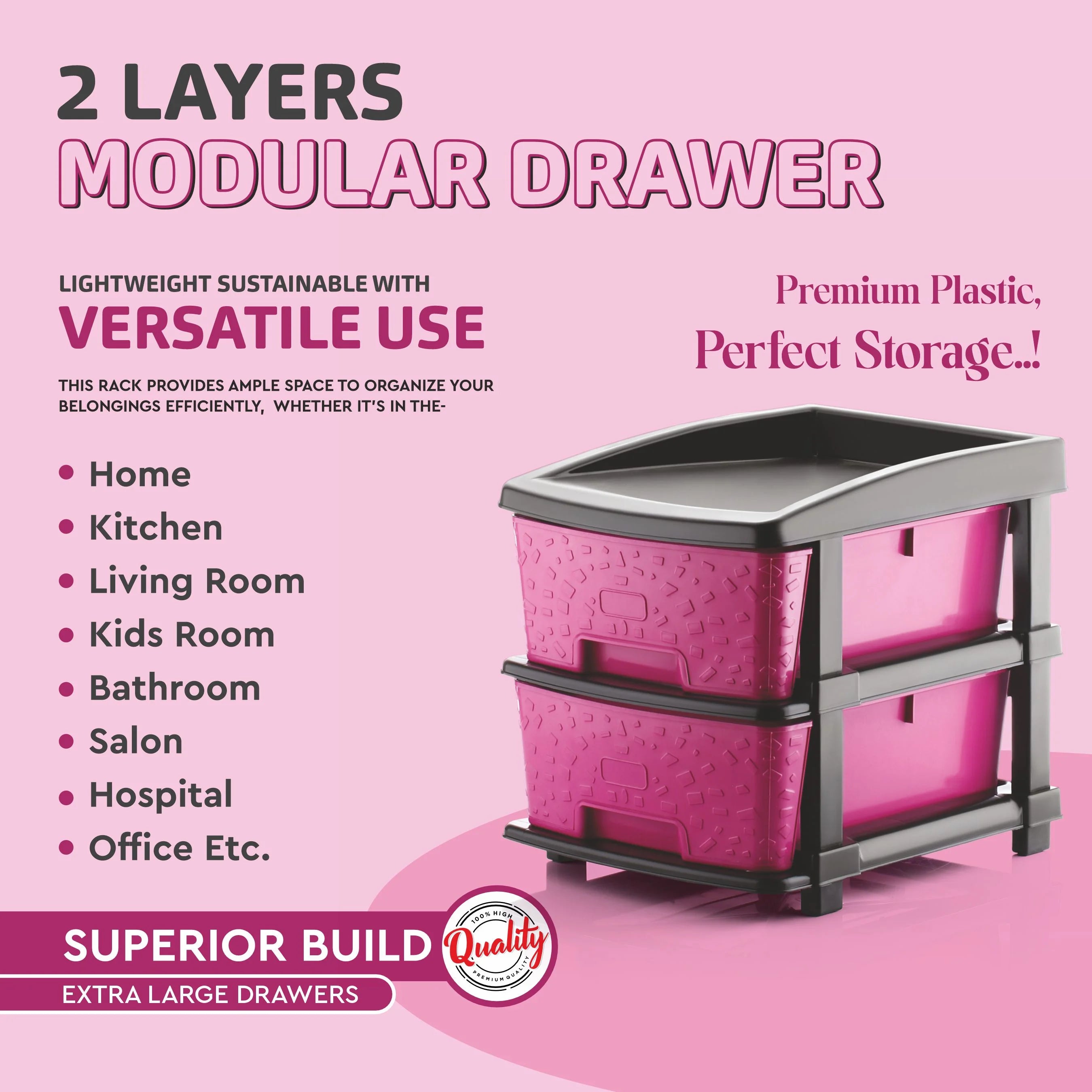PALAK 2XL Stone Drawer Storage Unit (Pink)