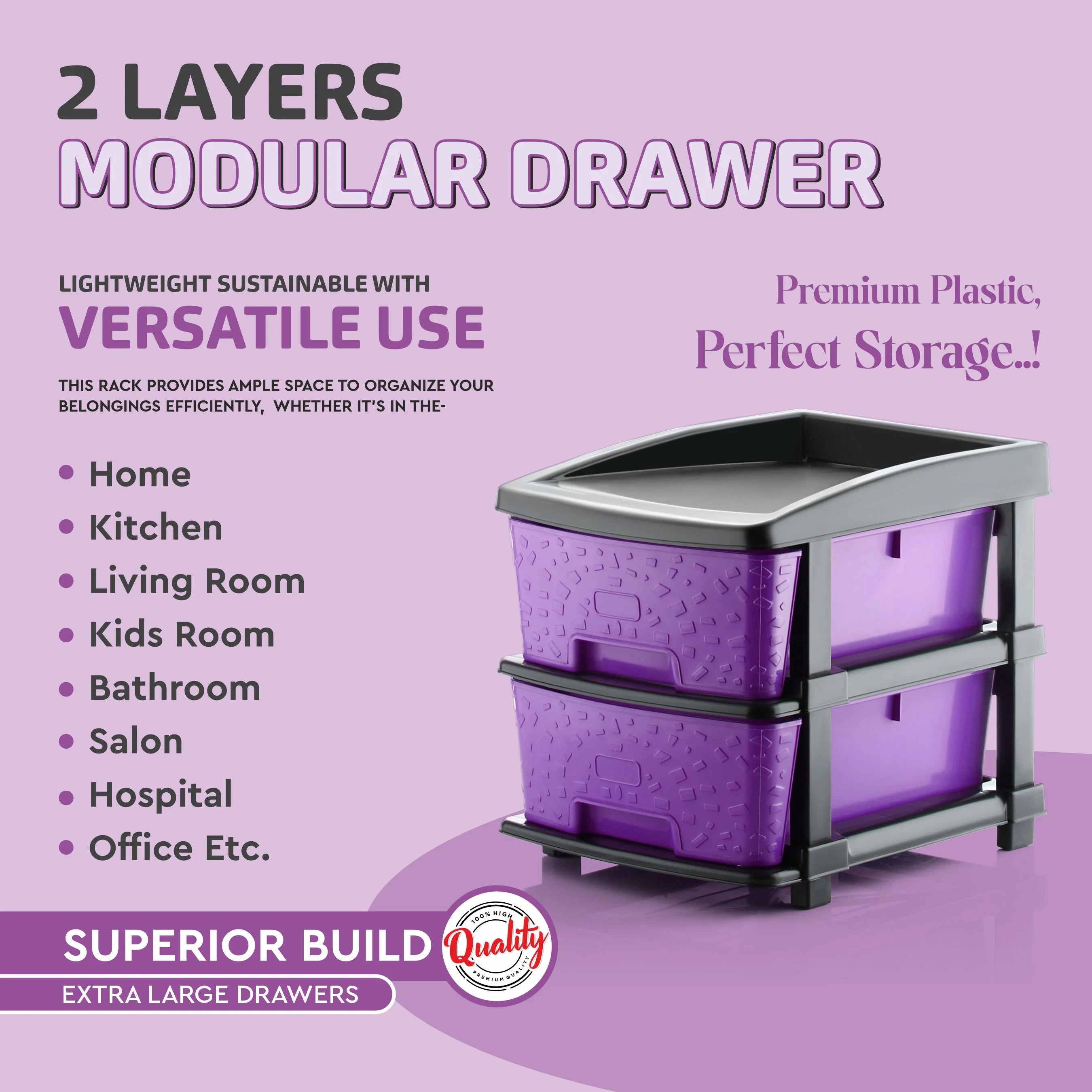 PALAK 2XL Stone Drawer Storage Unit (Purple)