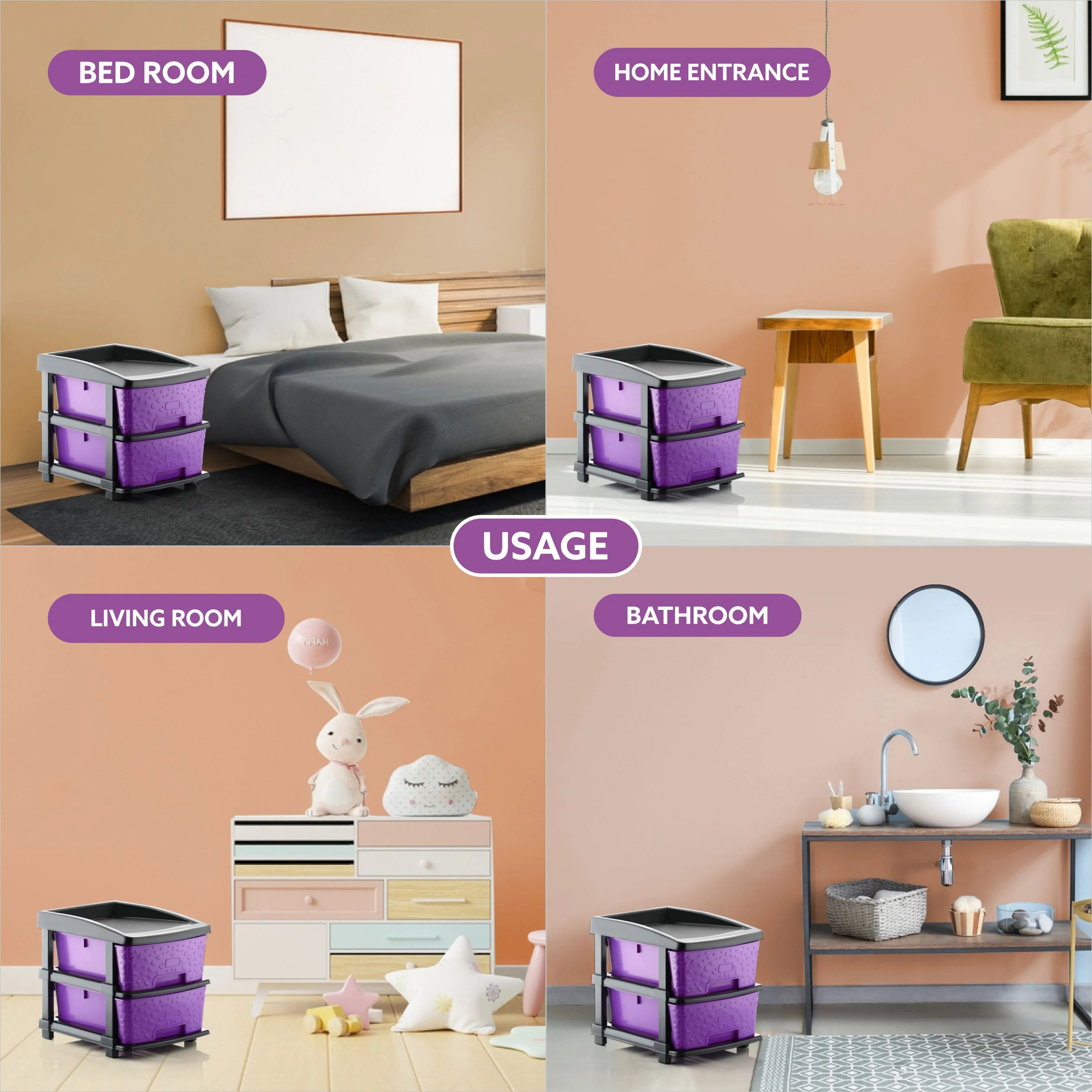 PALAK 2XL Stone Drawer Storage Unit (Purple)