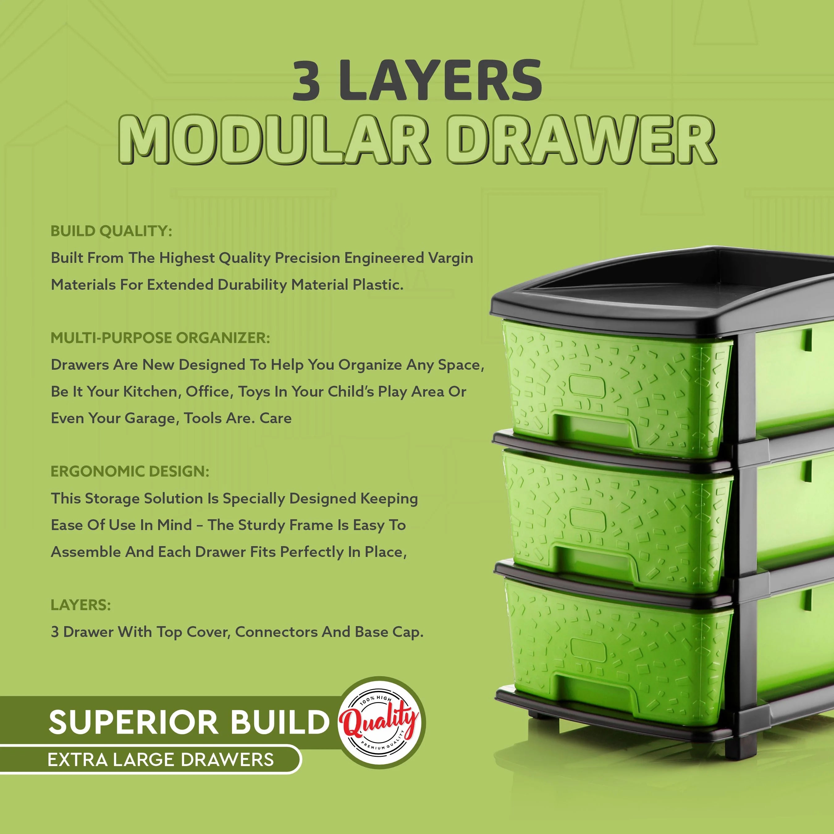 PALAK 3XL Stone Drawer Storage Unit (Green)