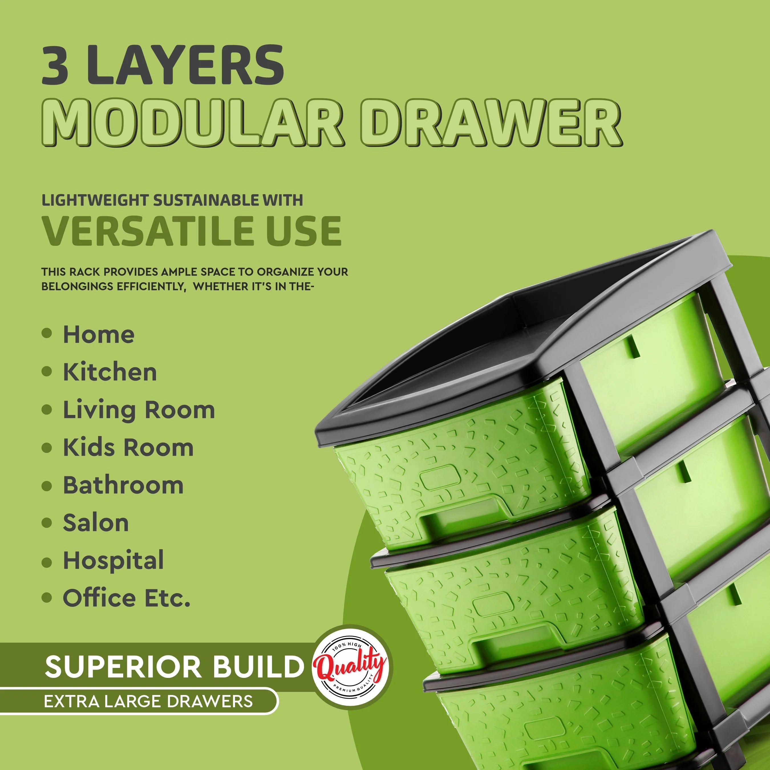PALAK 3XL Stone Drawer Storage Unit (Green)