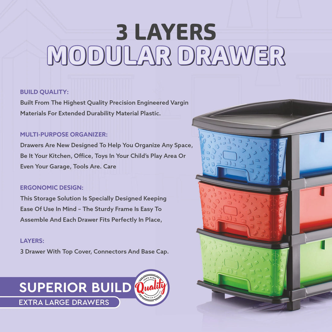 PALAK 3XL Stone Drawer Storage Unit (Multicolor)