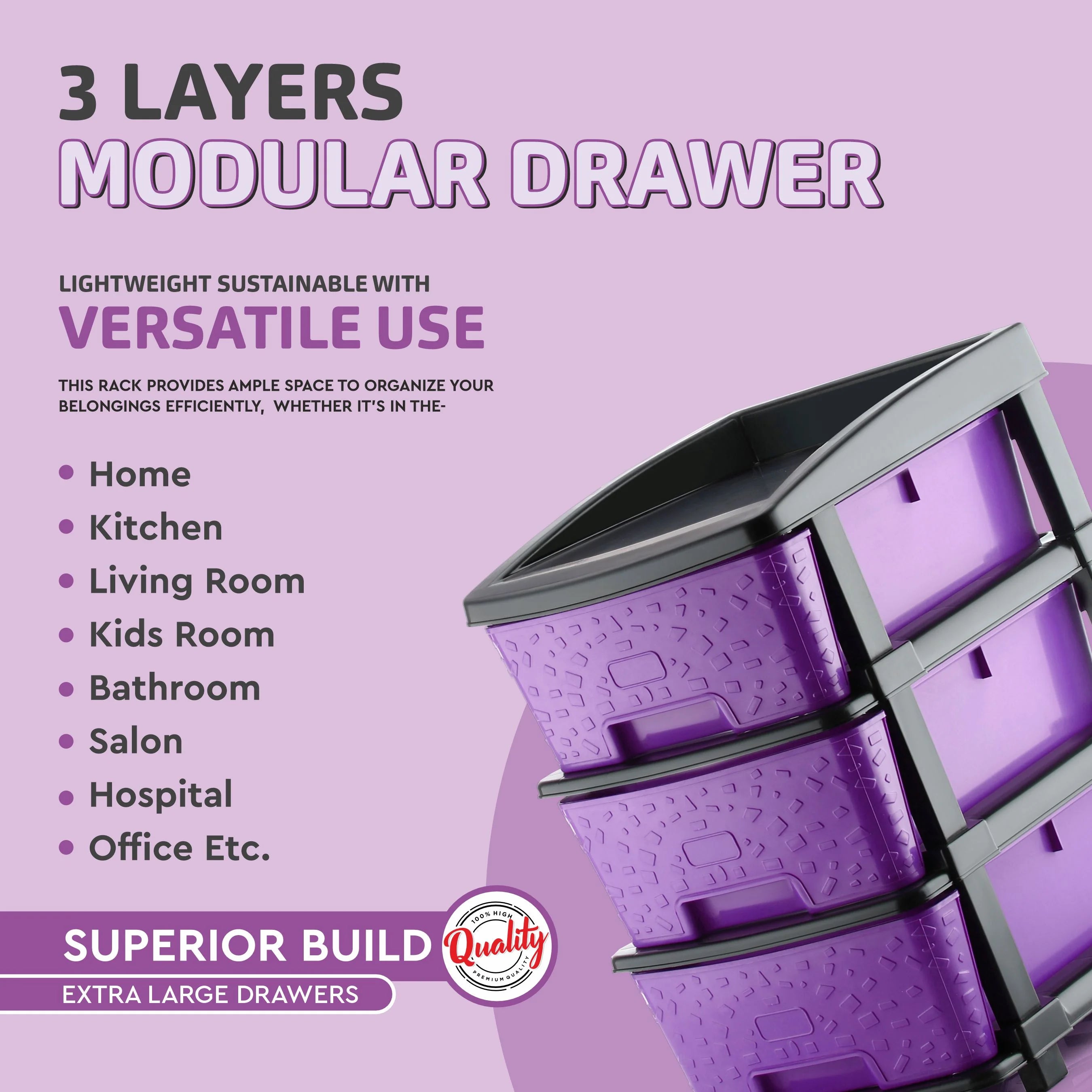 PALAK 3XL Stone Drawer Storage Unit (Purple)