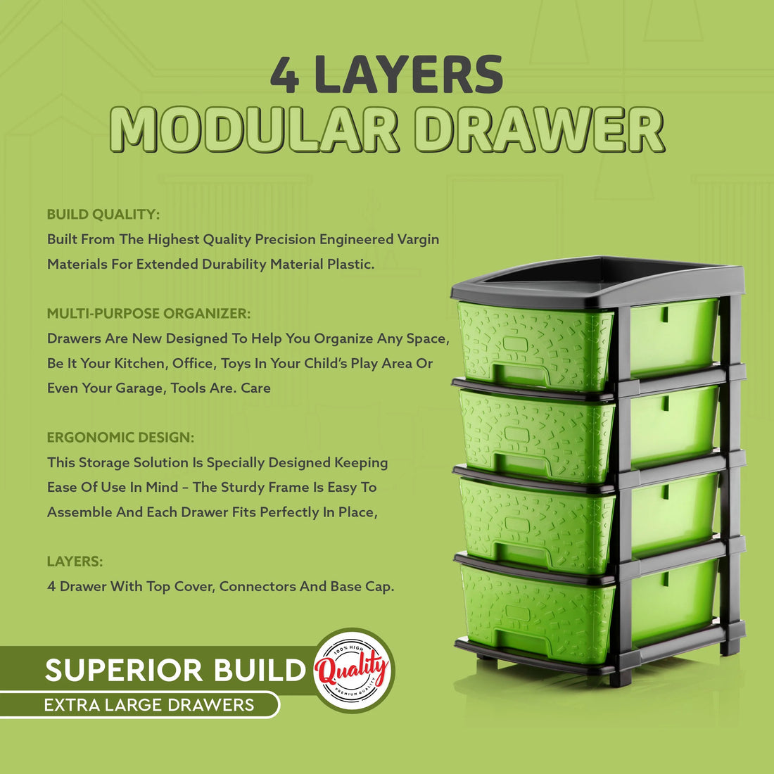 PALAK 4XL Stone Drawer Storage Unit (Green)