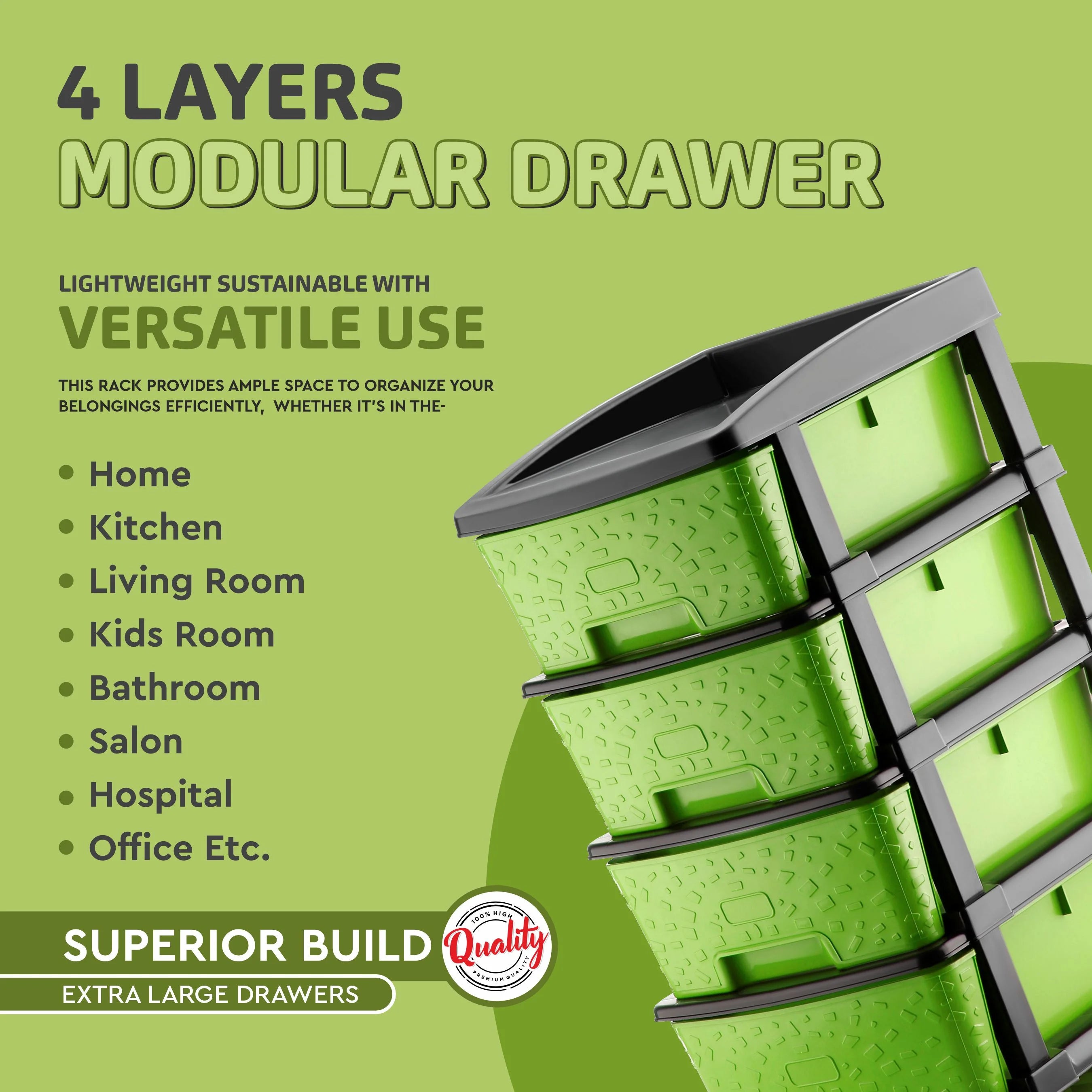 PALAK 4XL Stone Drawer Storage Unit (Green)