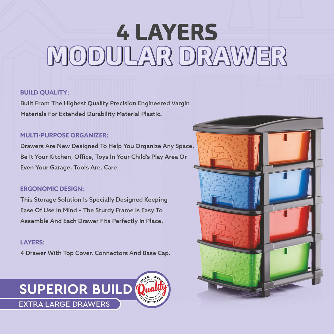 PALAK 4XL Stone Drawer Storage Unit (Multicolor)