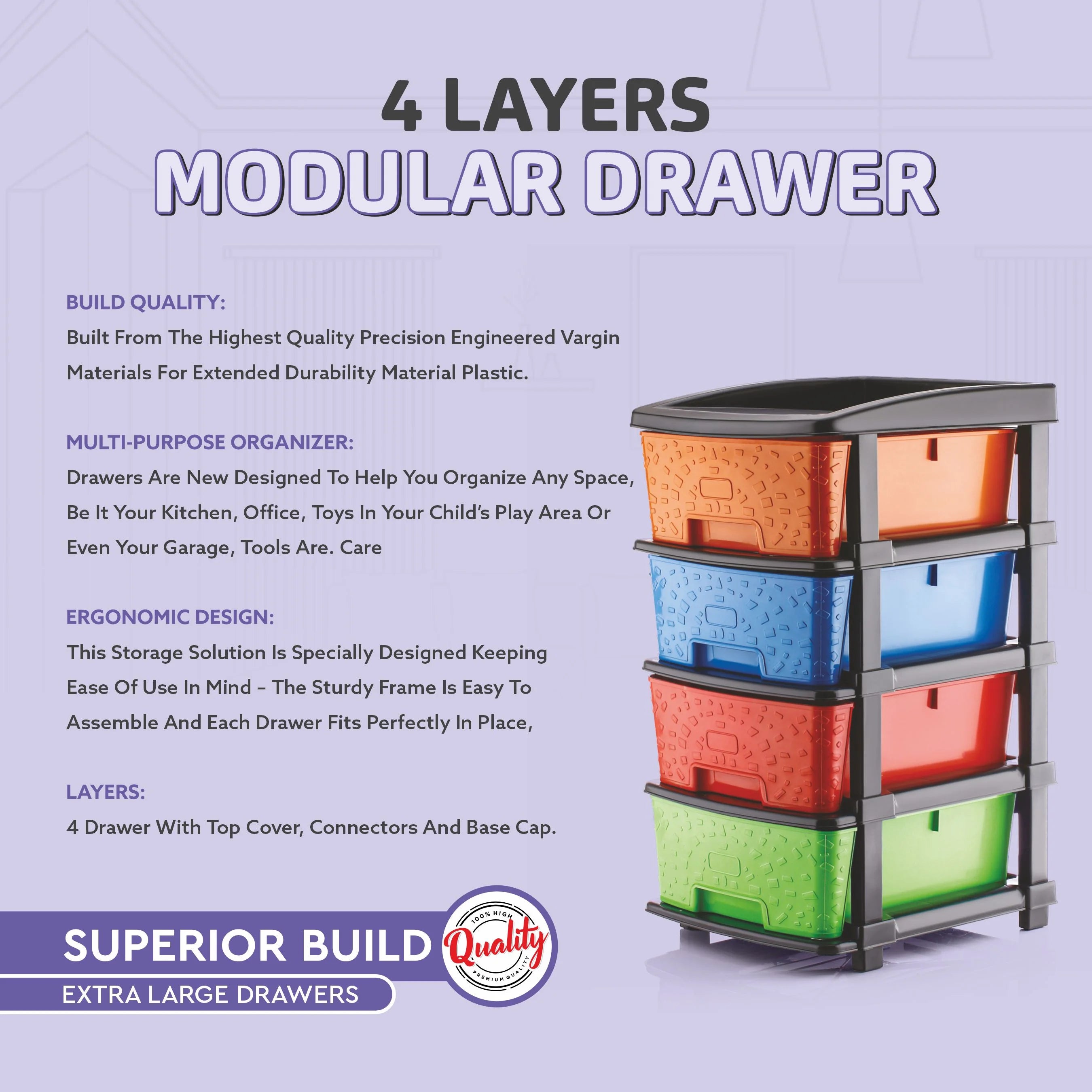 PALAK 4XL Stone Drawer Storage Unit (Multicolor)