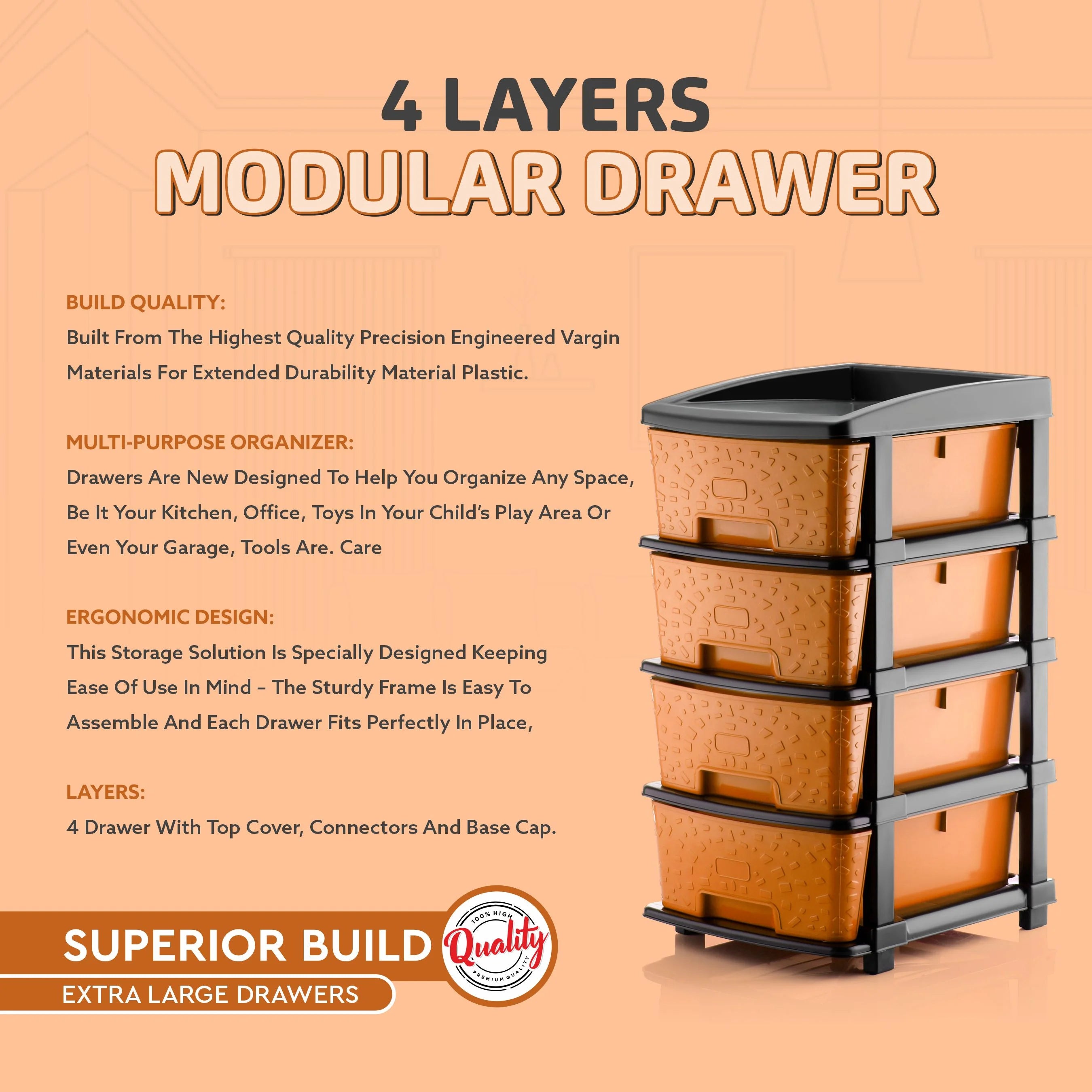 PALAK 4XL Stone Drawer Storage Unit (Orange)