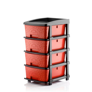 PALAK 4XL Stone Drawer Storage Unit (Red)