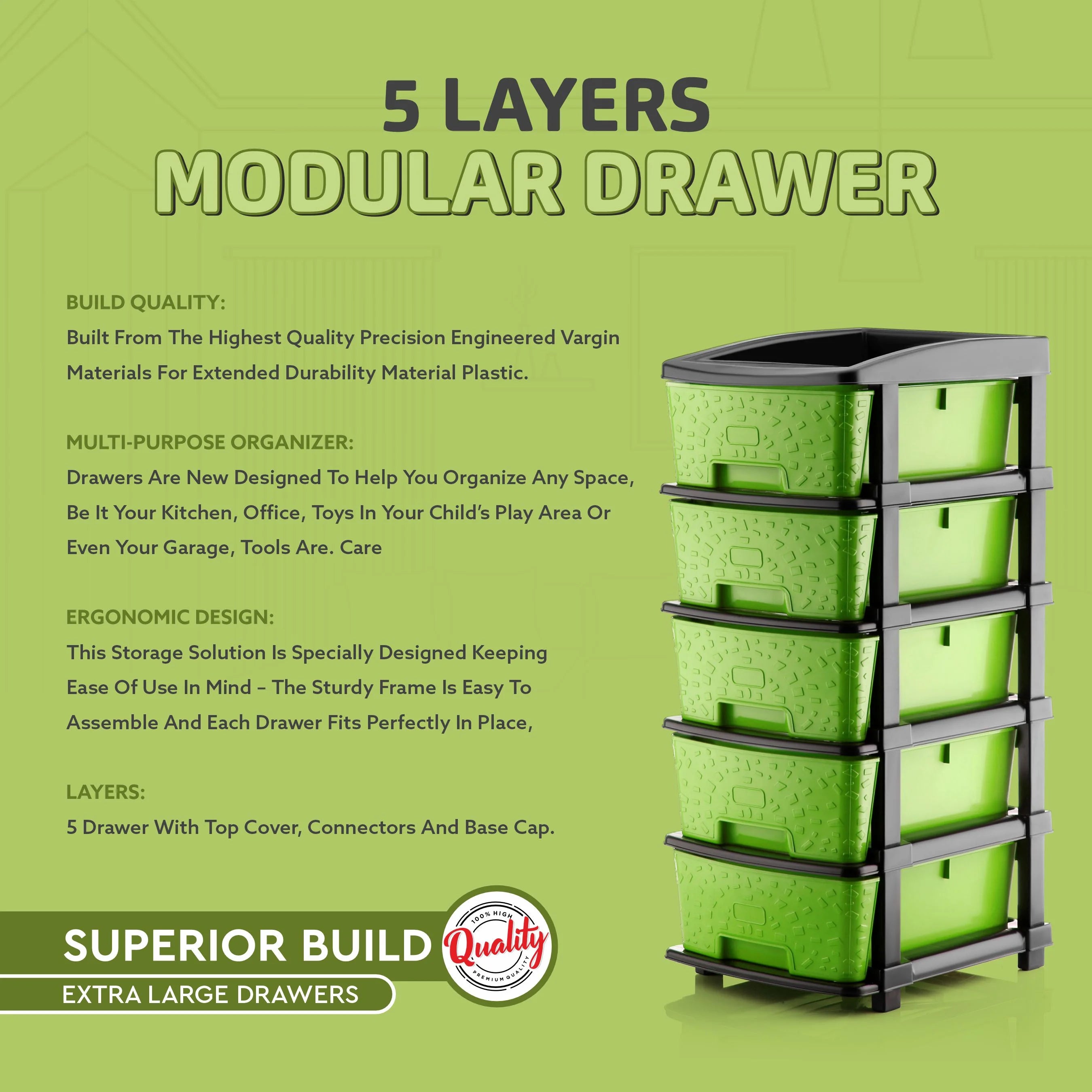 PALAK 5XL Stone Drawer Storage Unit (Green)