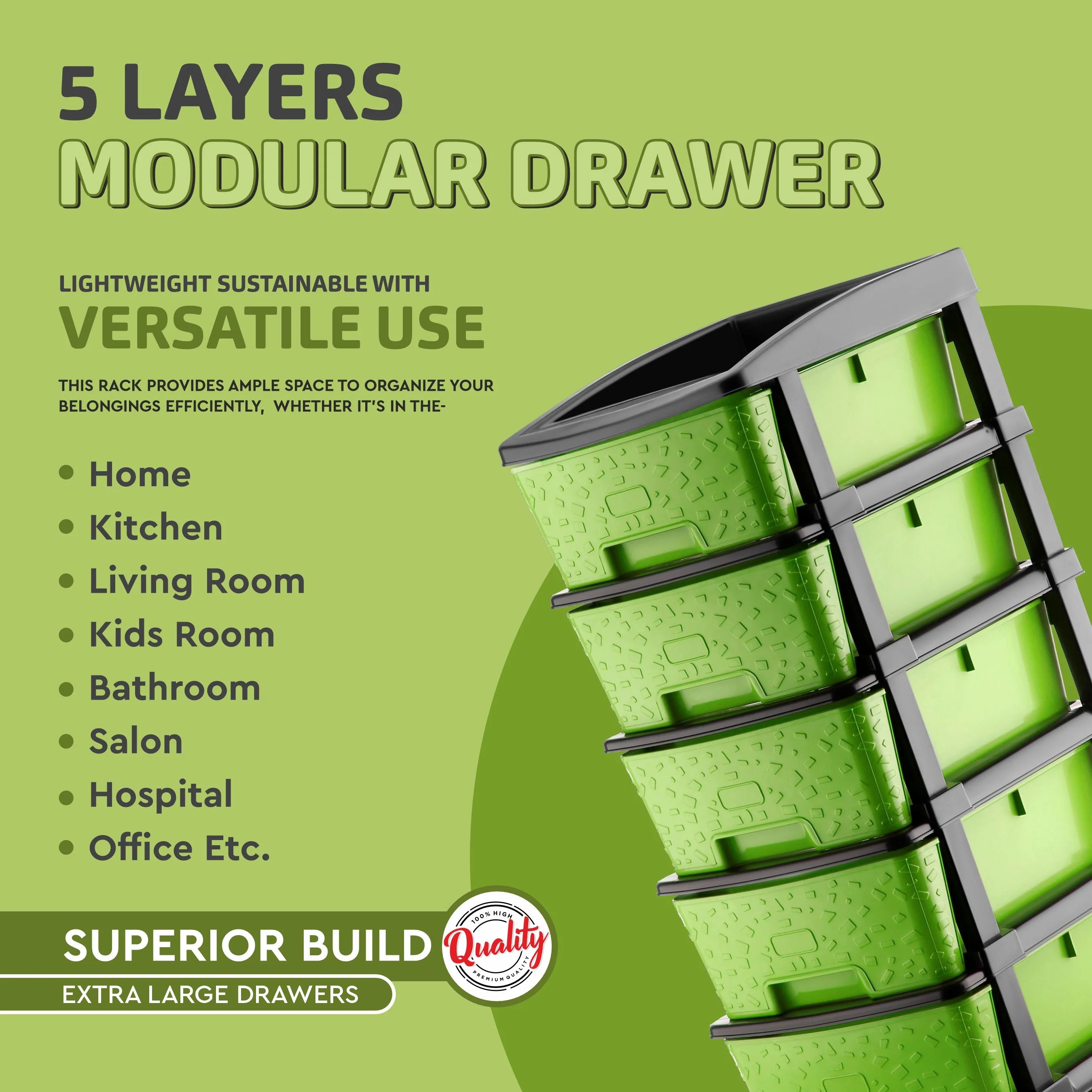 PALAK 5XL Stone Drawer Storage Unit (Green)