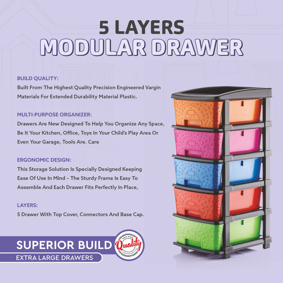 PALAK 5XL Stone Drawer Storage Unit (Multicolor)