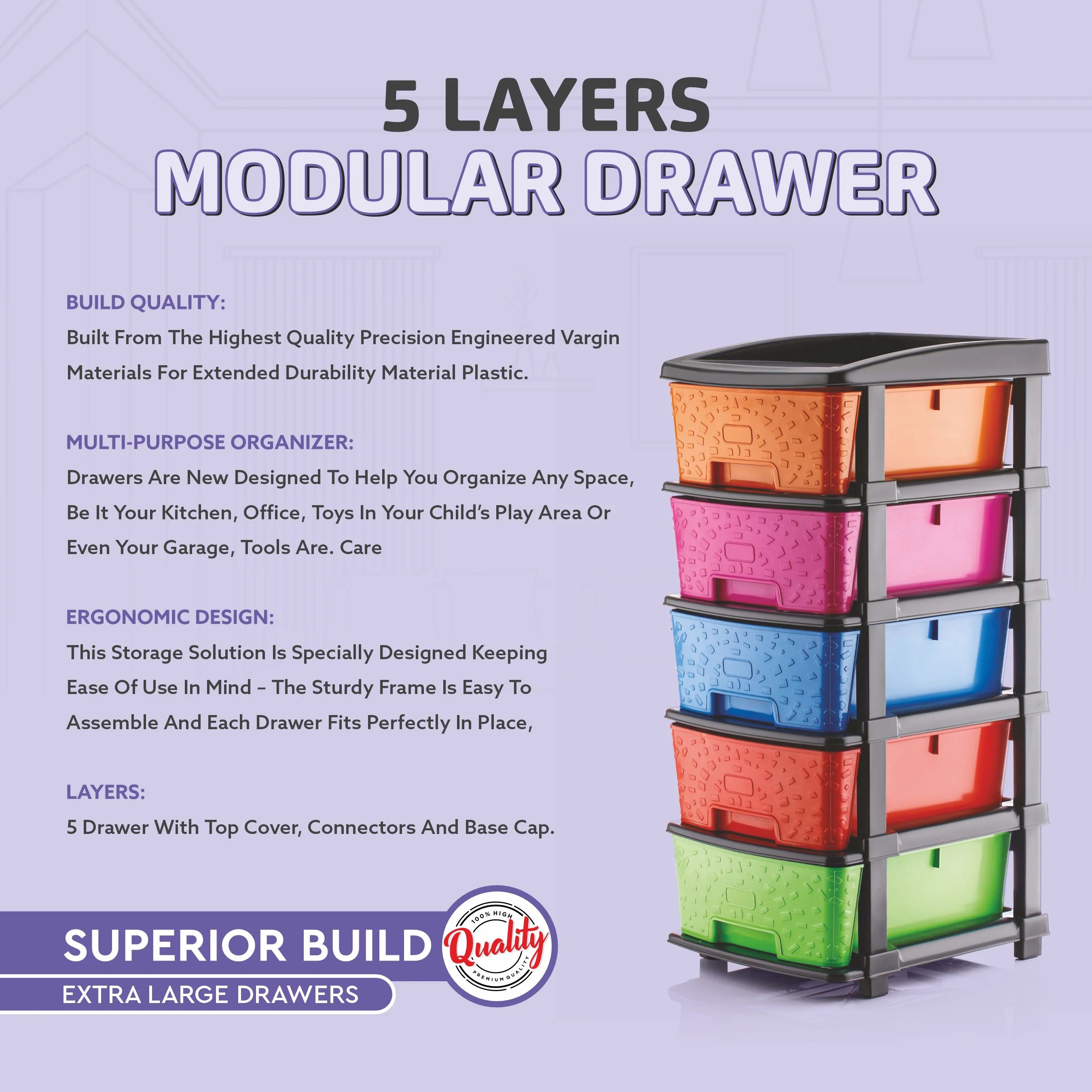 PALAK 5XL Stone Drawer Storage Unit (Multicolor)