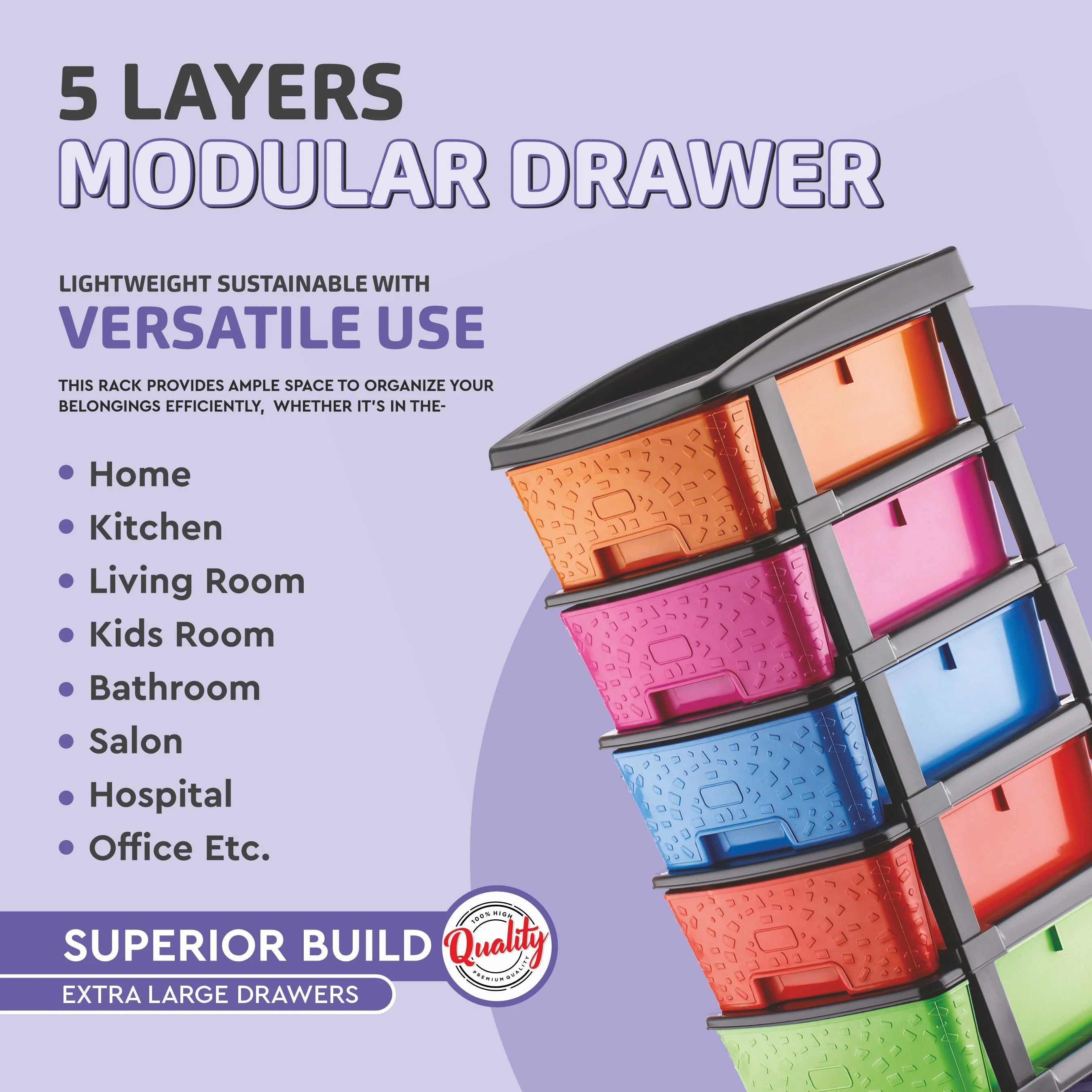 PALAK 5XL Stone Drawer Storage Unit (Multicolor)