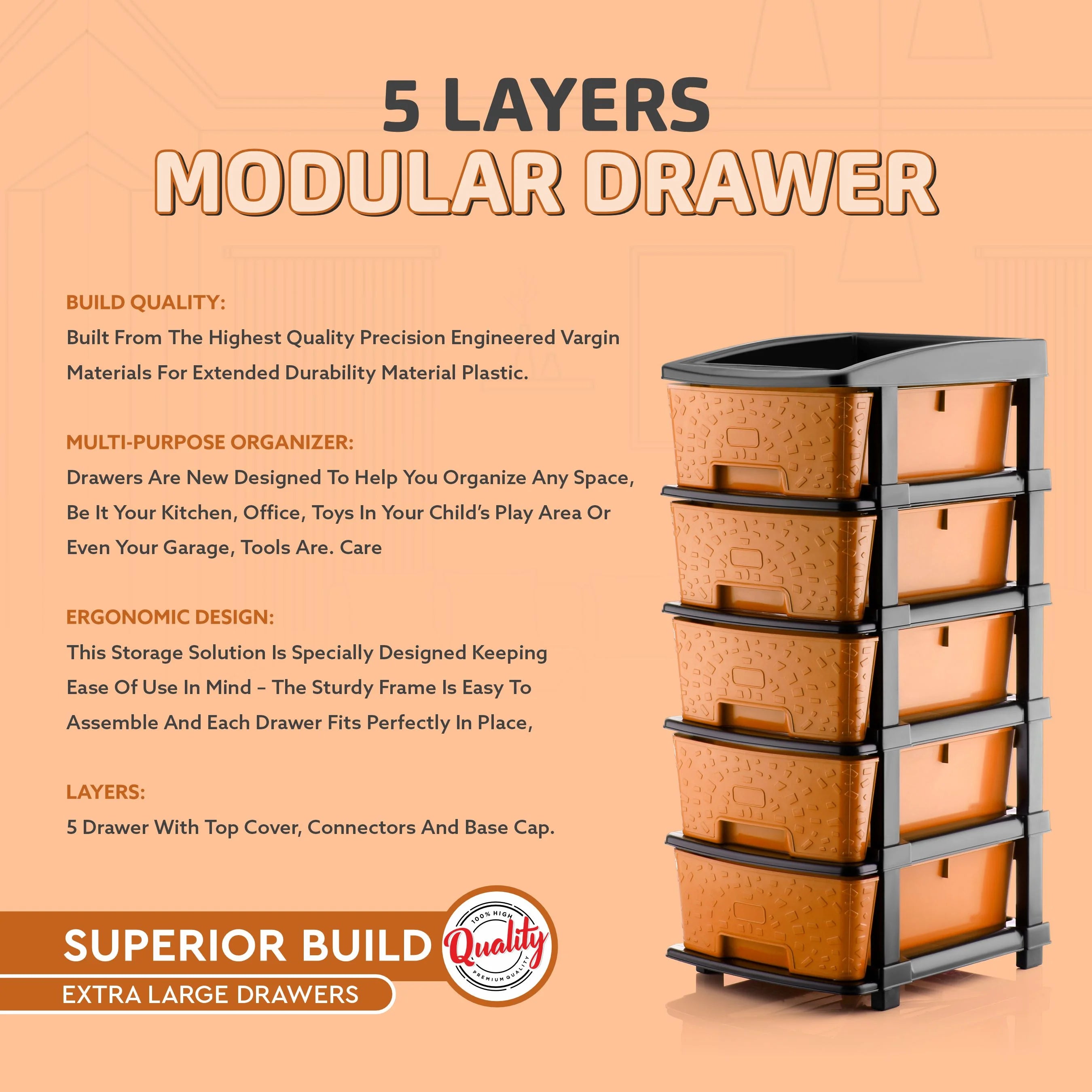 PALAK 5XL Stone Drawer Storage Unit (Orange)