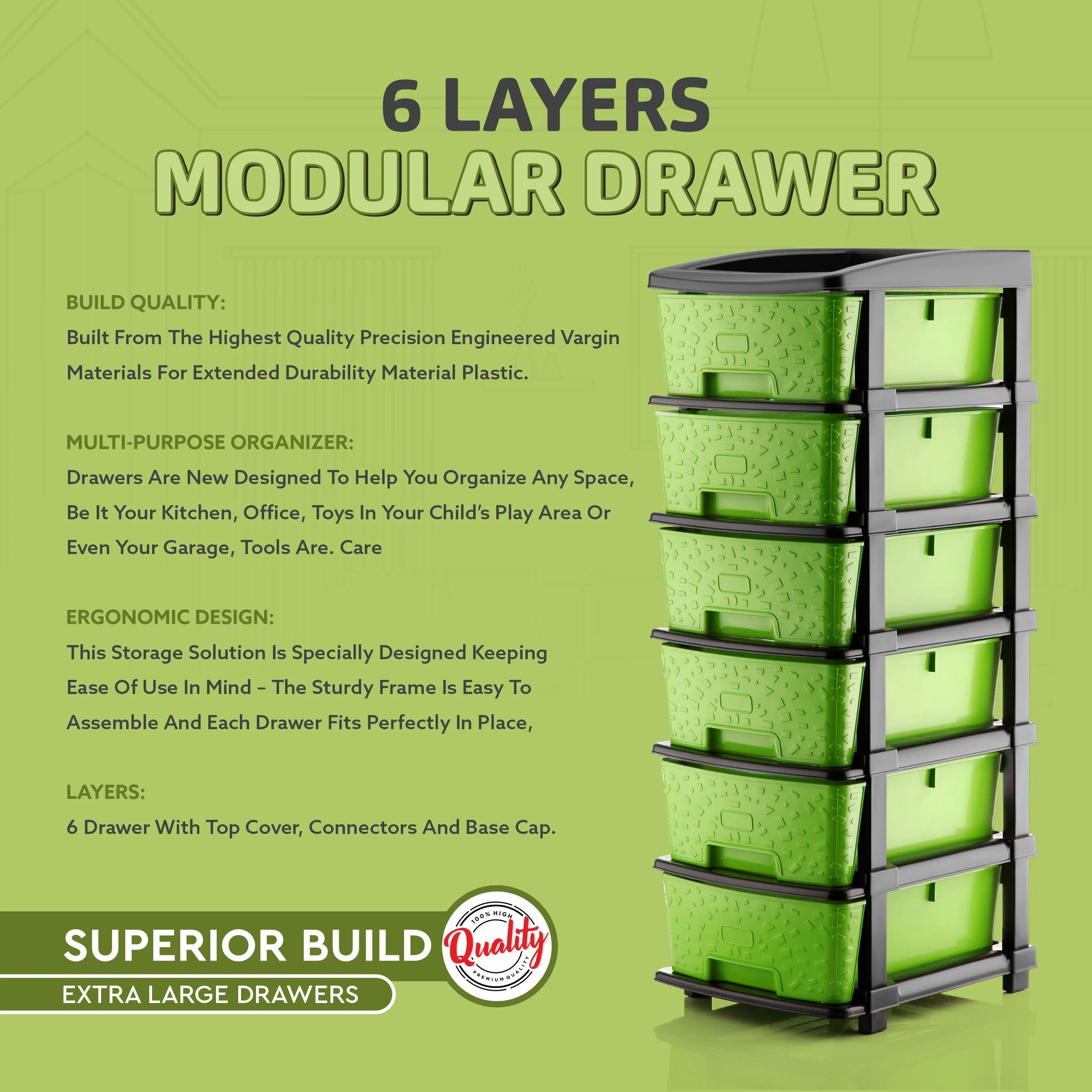 PALAK 6XL Stone Drawer Storage Unit (Green)