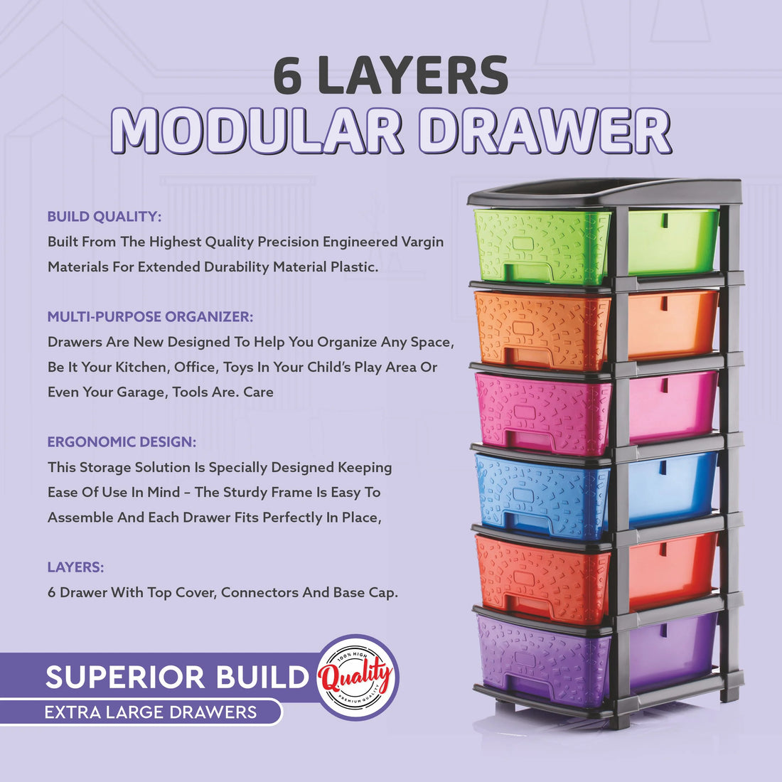 PALAK 6XL Stone Drawer Storage Unit (Multicolor)