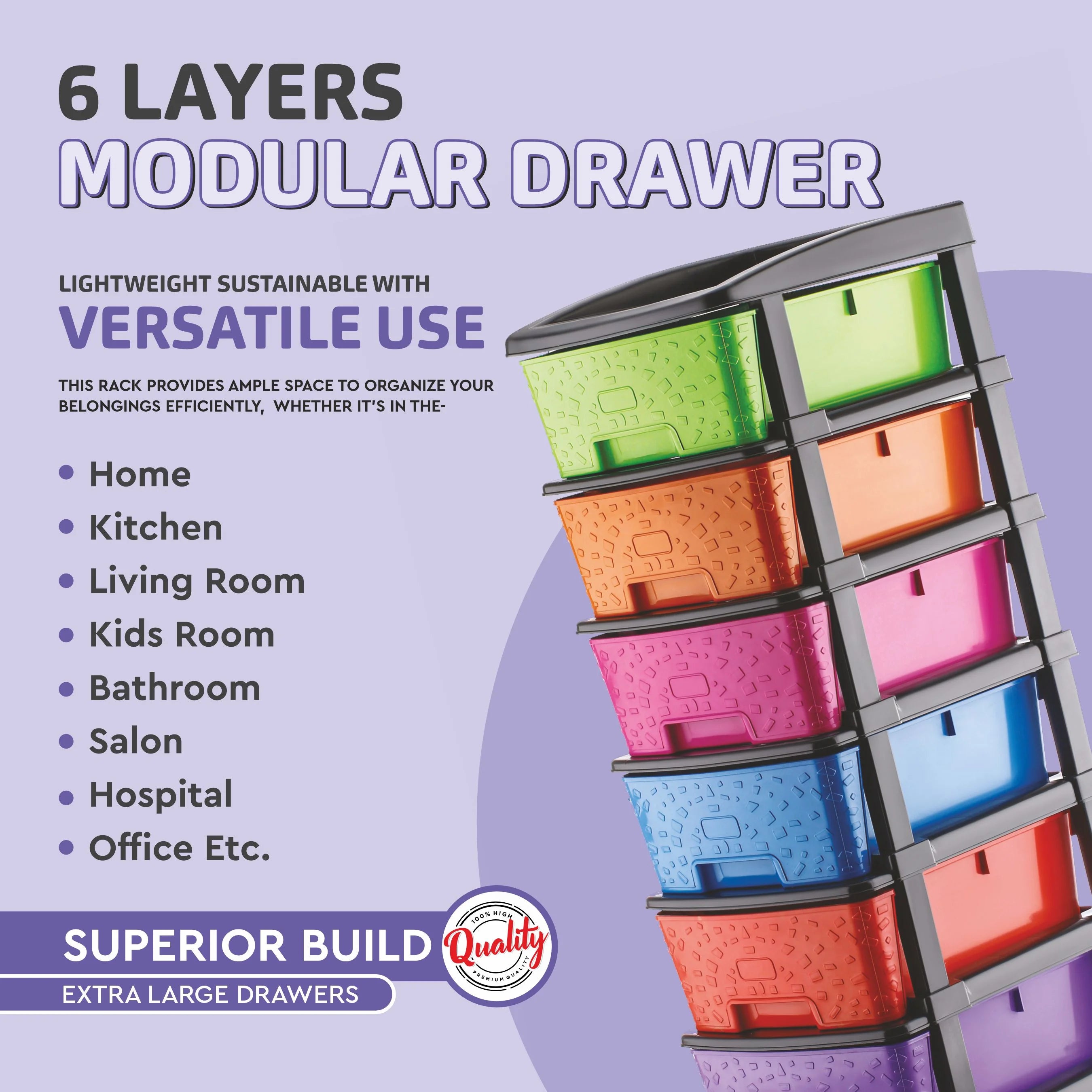 PALAK 6XL Stone Drawer Storage Unit (Multicolor)
