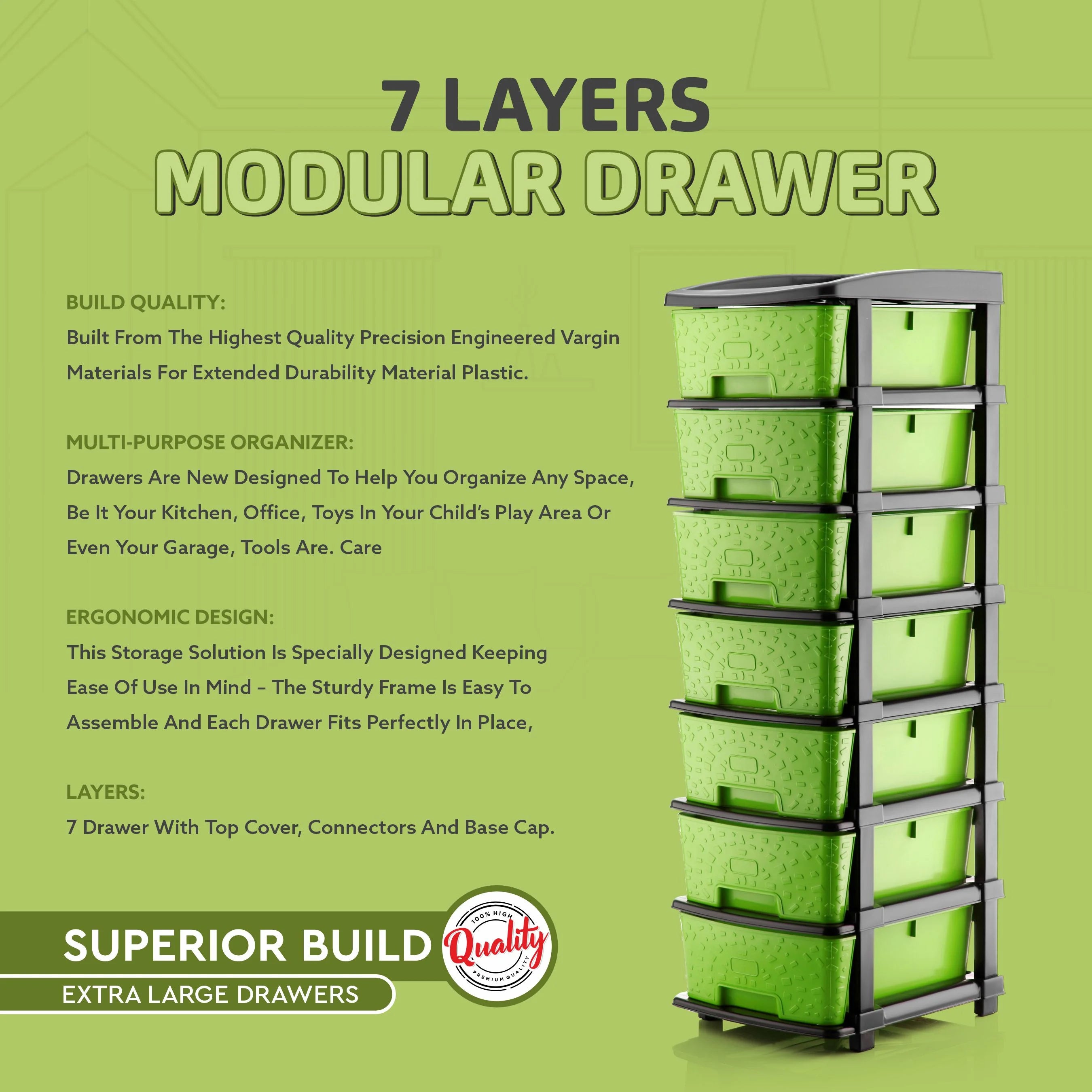 PALAK 7XL Stone Drawer Storage Unit (Green)