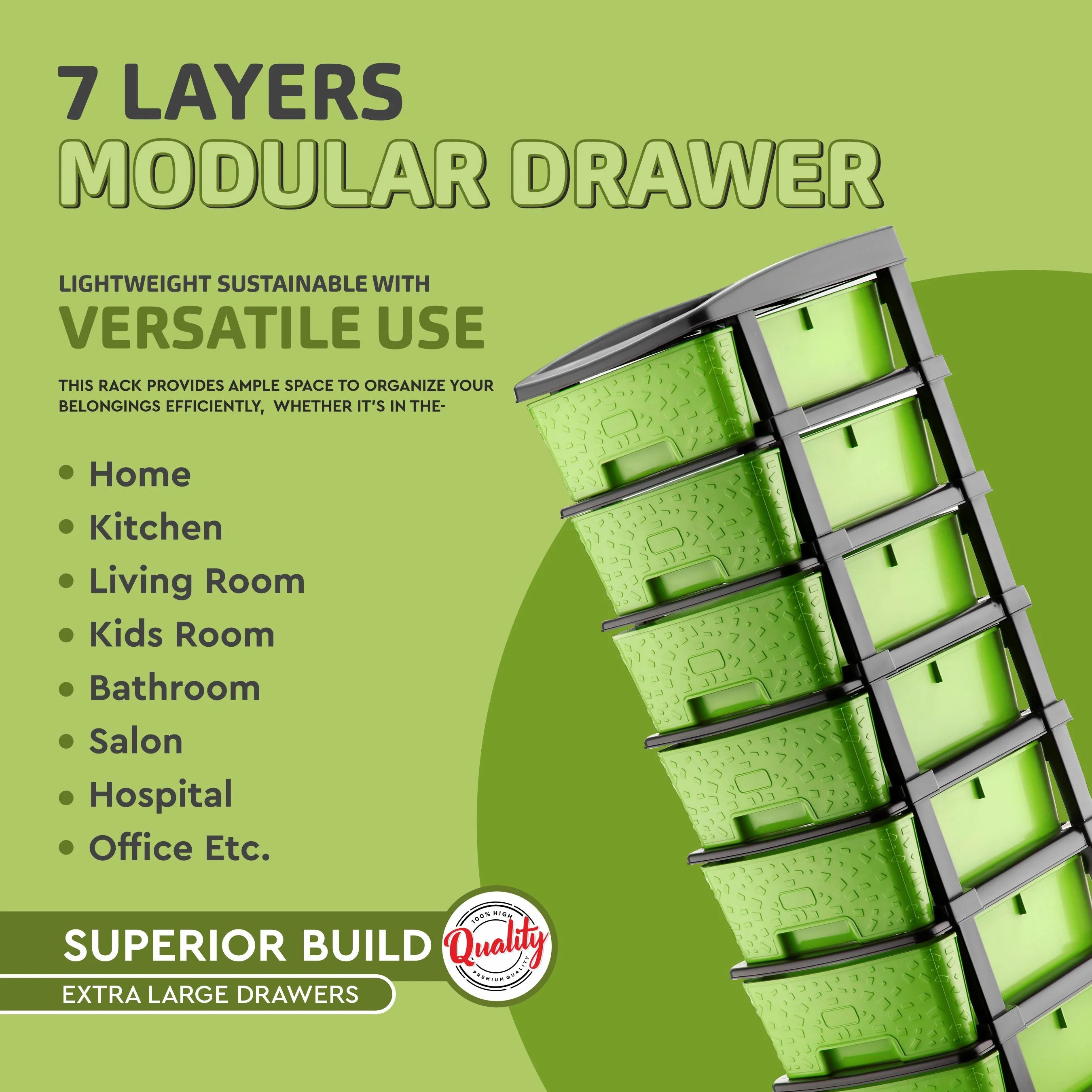 PALAK 7XL Stone Drawer Storage Unit (Green)