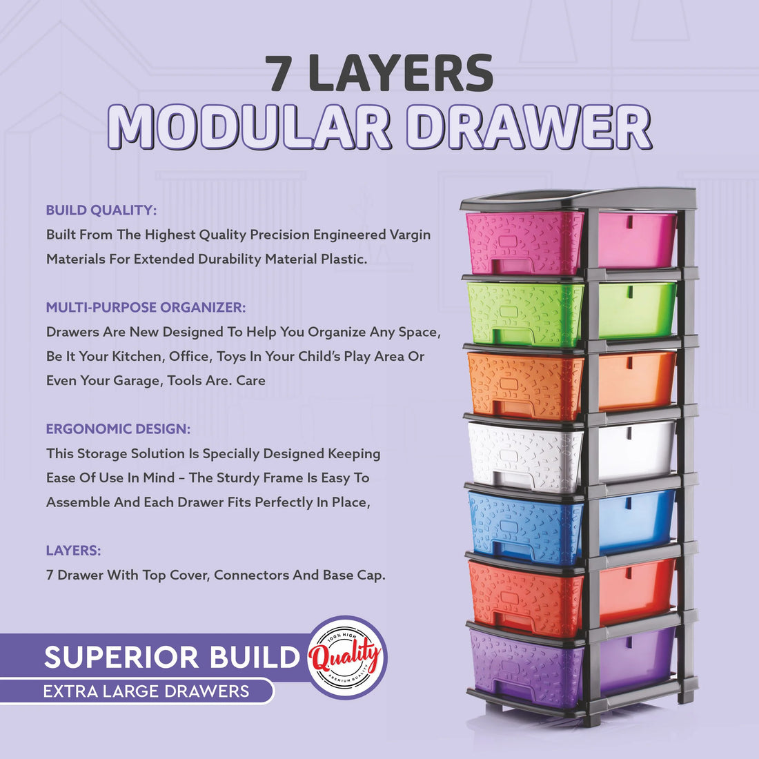 PALAK 7XL Stone Drawer Storage Unit (Multicolor)
