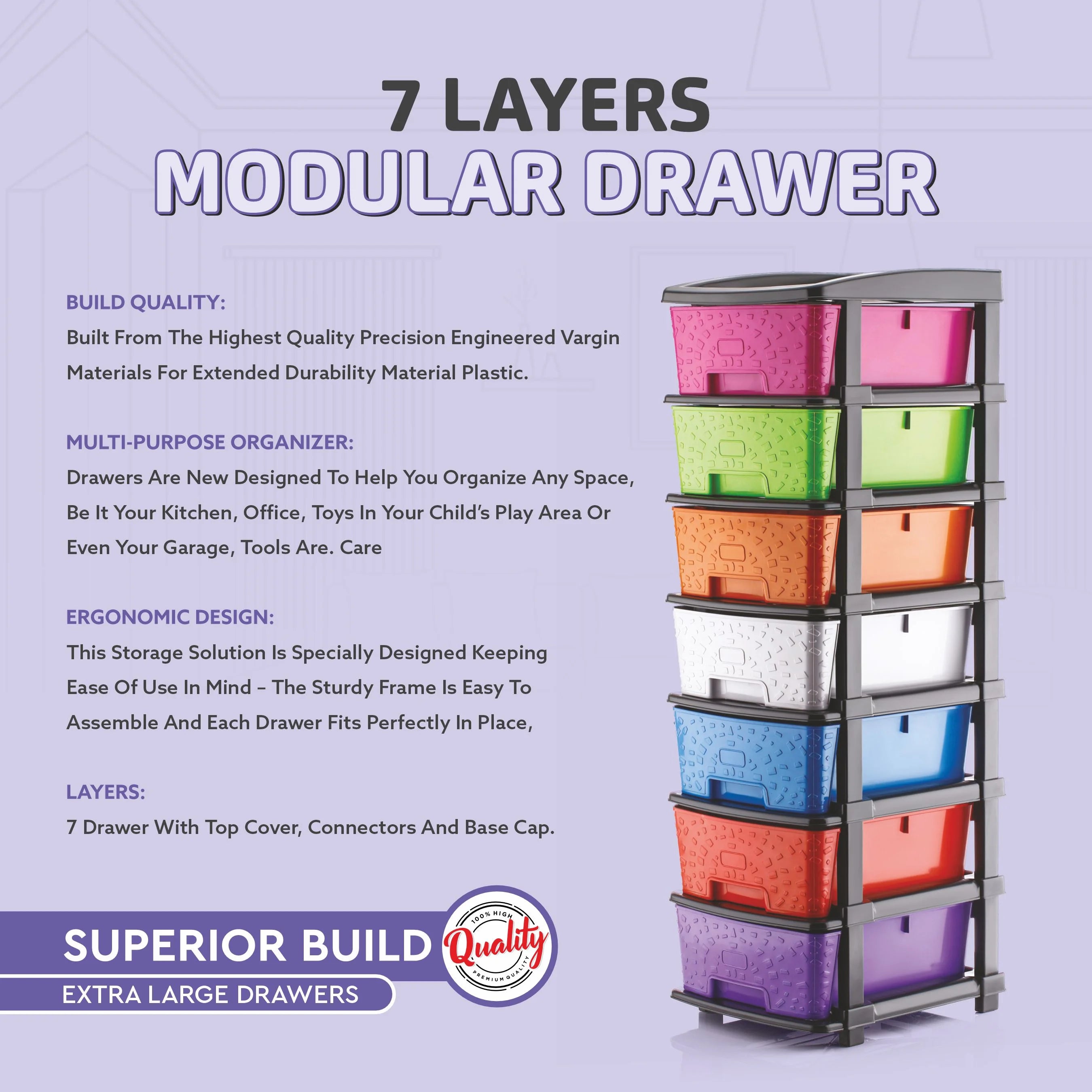 PALAK 7XL Stone Drawer Storage Unit (Multicolor)