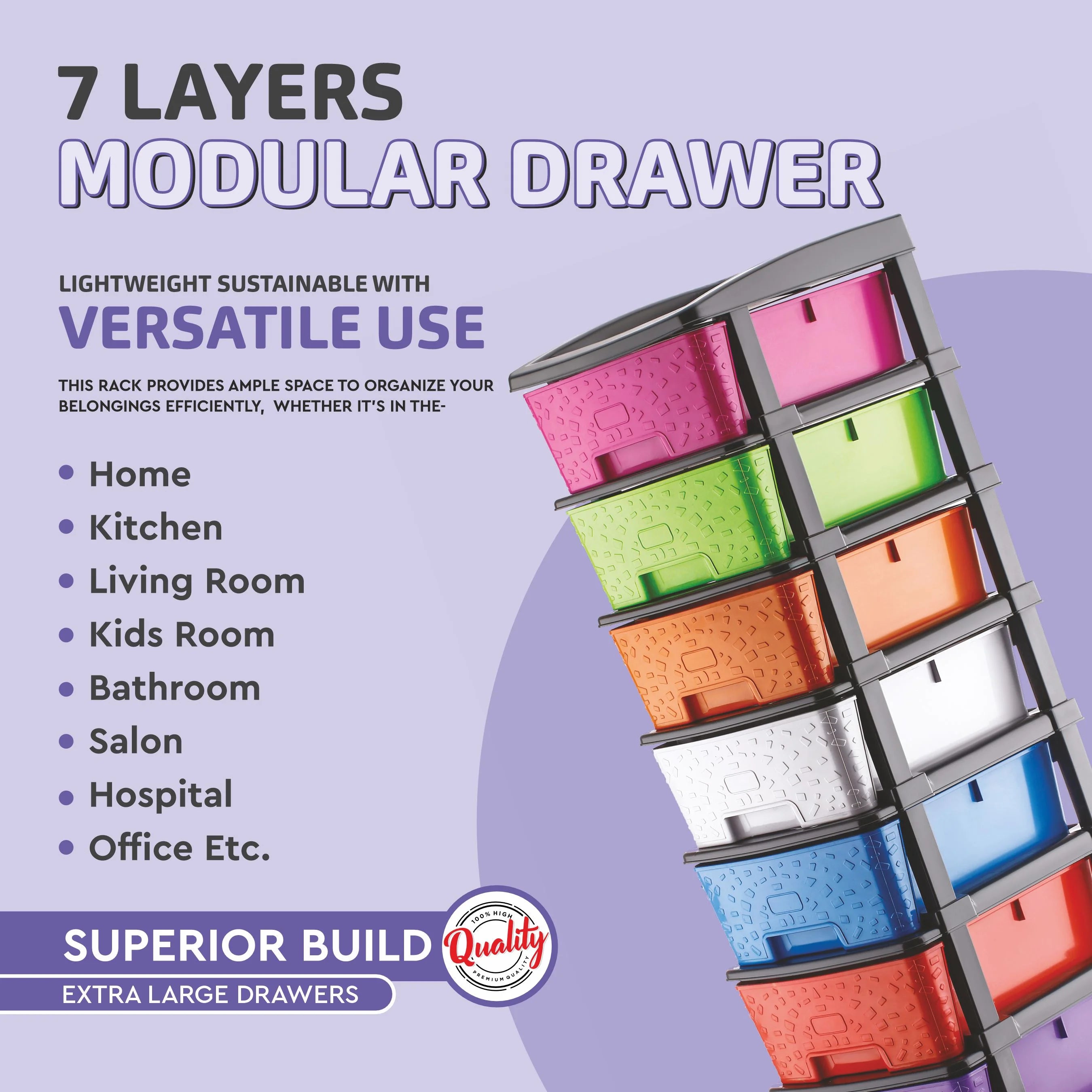PALAK 7XL Stone Drawer Storage Unit (Multicolor)
