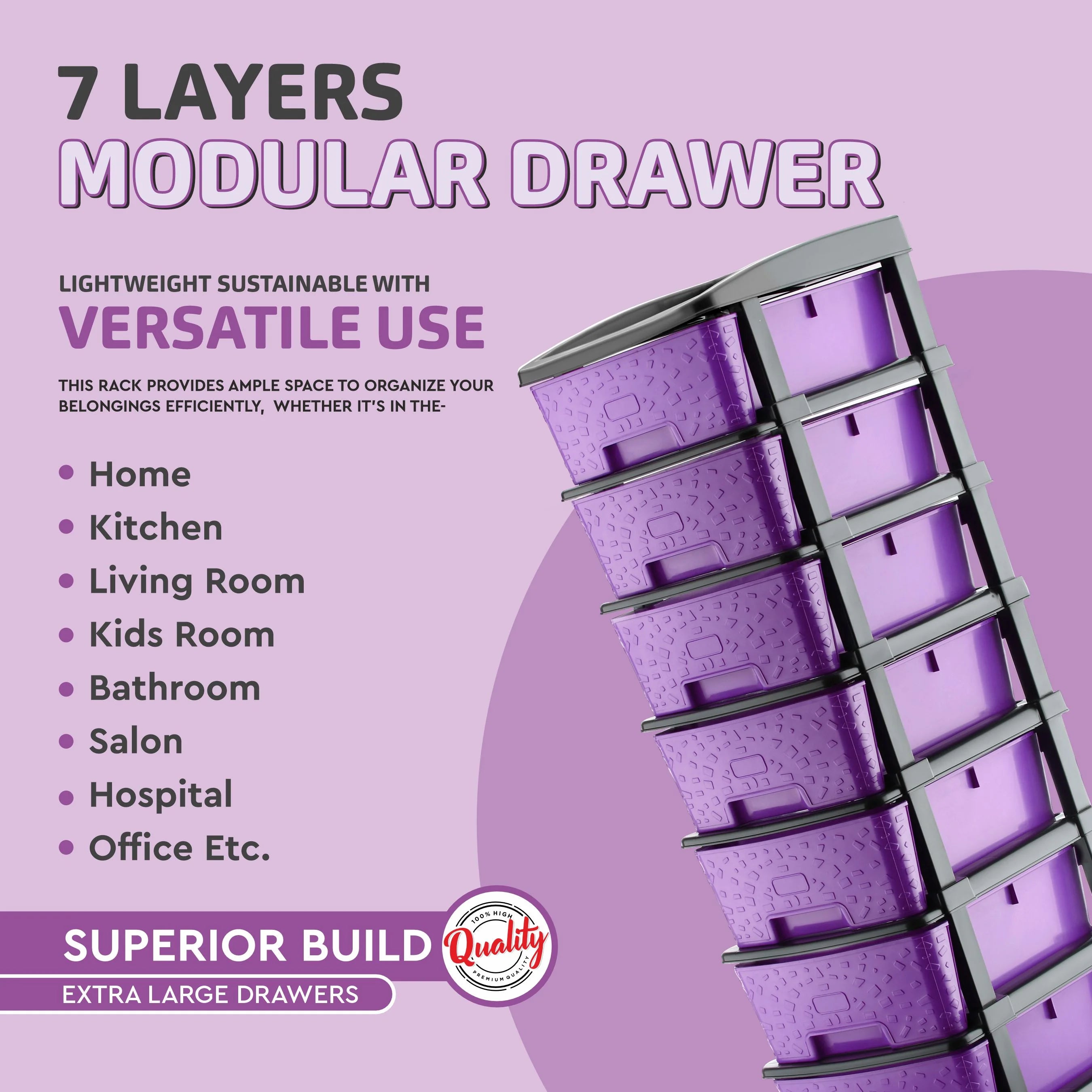 PALAK 7XL Stone Drawer Storage Unit (Purple)