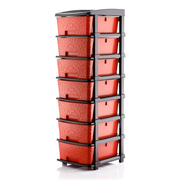 PALAK 7XL Stone Drawer Storage Unit (Red)