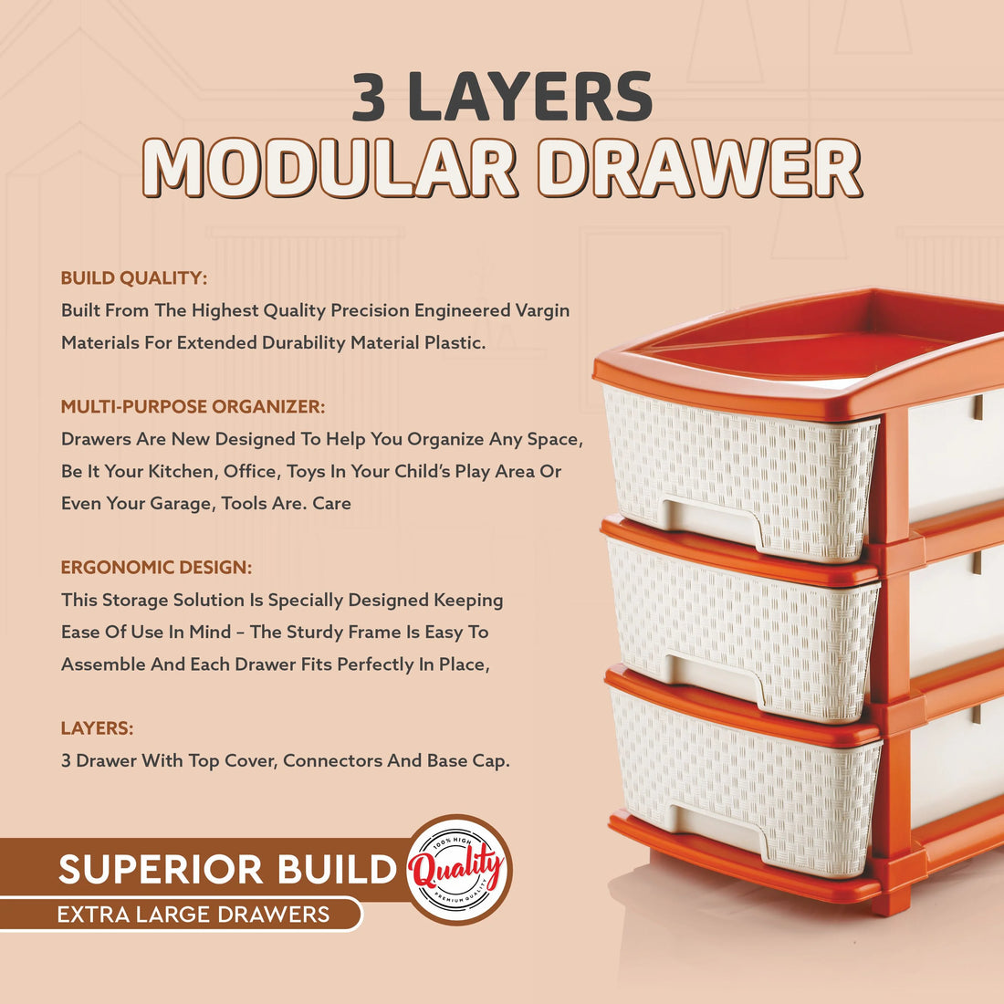 PALAK 3XL Super Drawer Storage Unit (White)