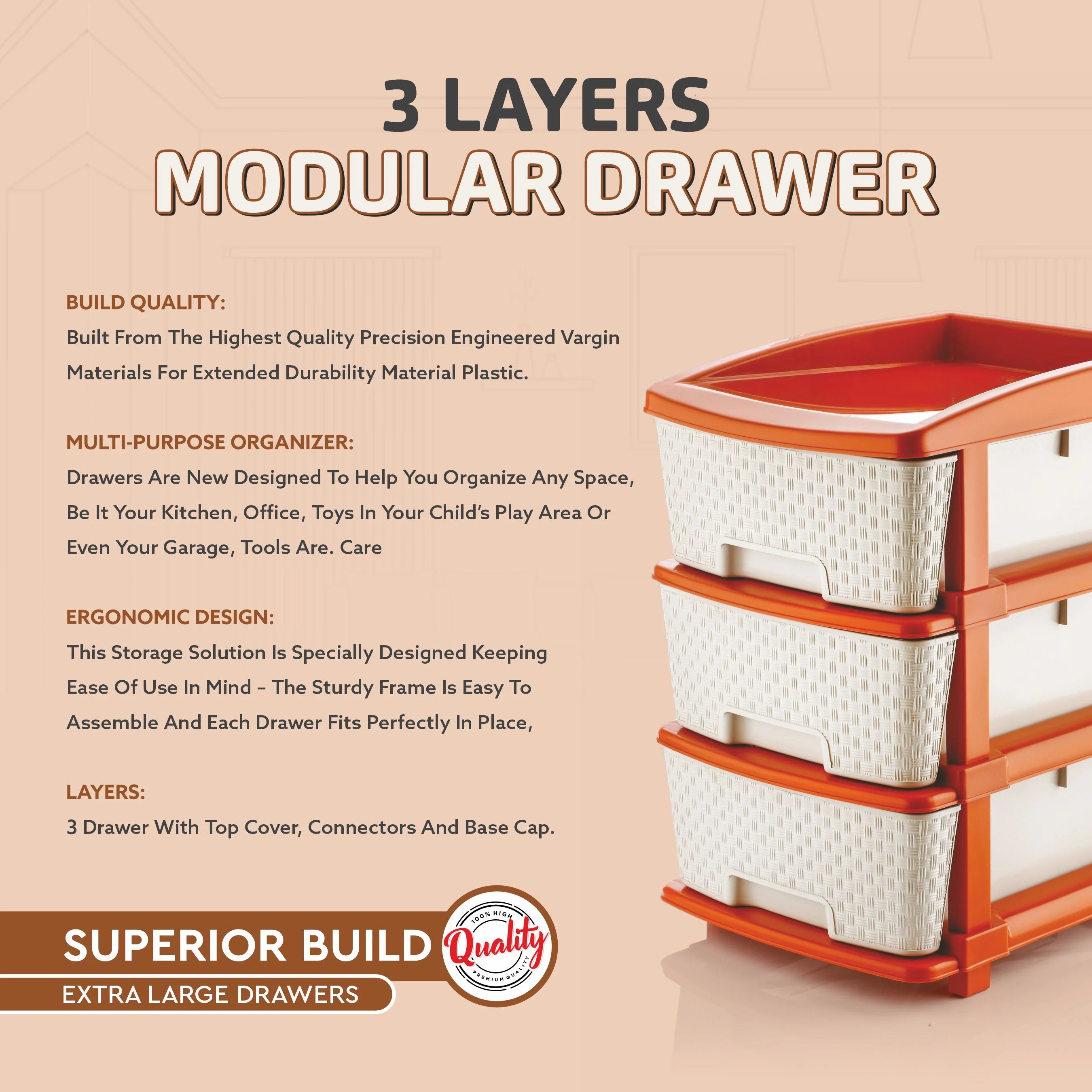 PALAK 3XL Super Drawer Storage Unit (White)
