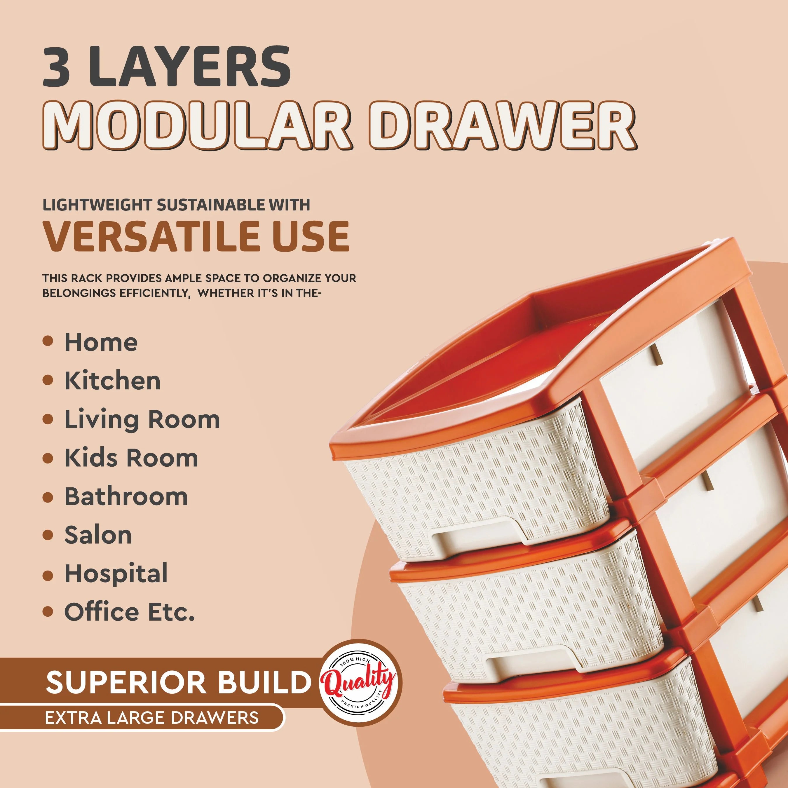 PALAK 3XL Super Drawer Storage Unit (White)