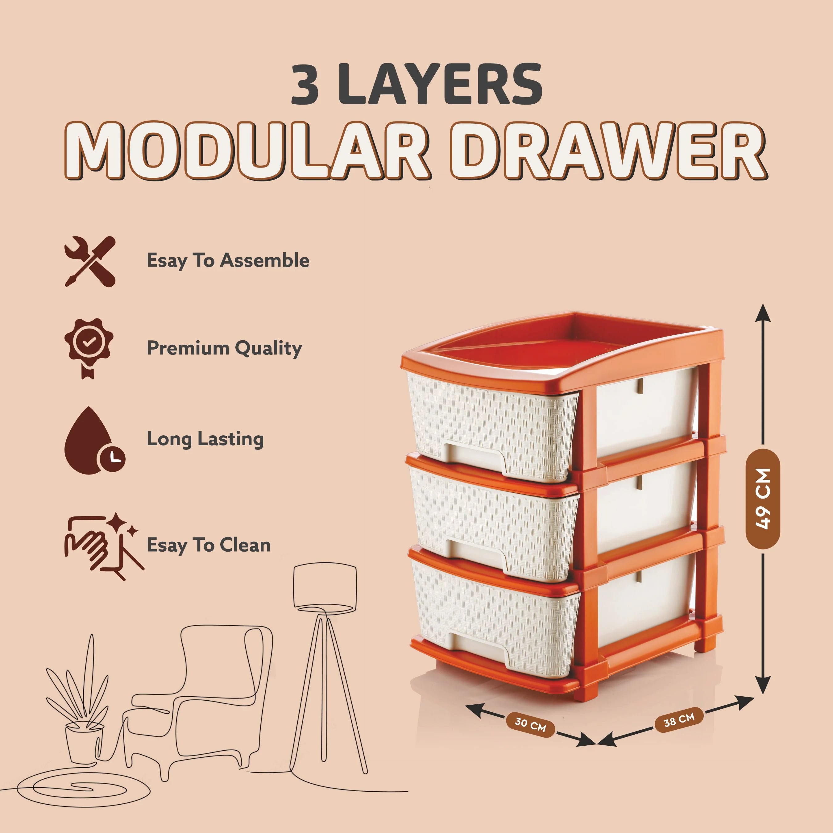 PALAK 3XL Super Drawer Storage Unit (White)