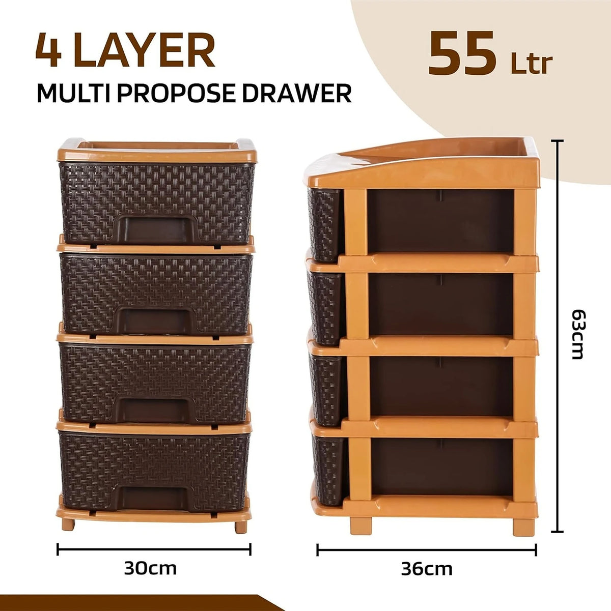 PALAK 4XL Super Drawer Storage Unit (Brown)