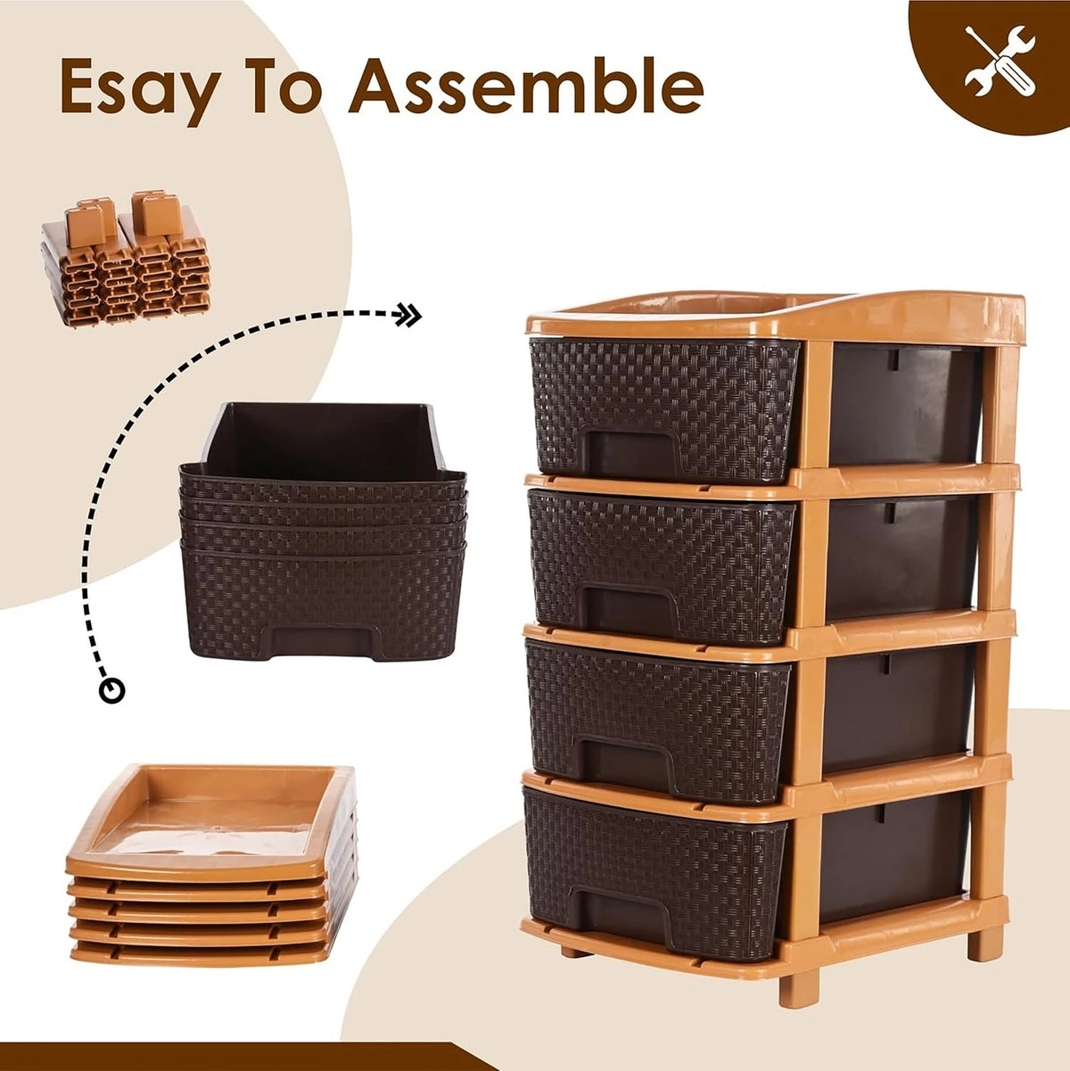 PALAK 4XL Super Drawer Storage Unit (Brown)