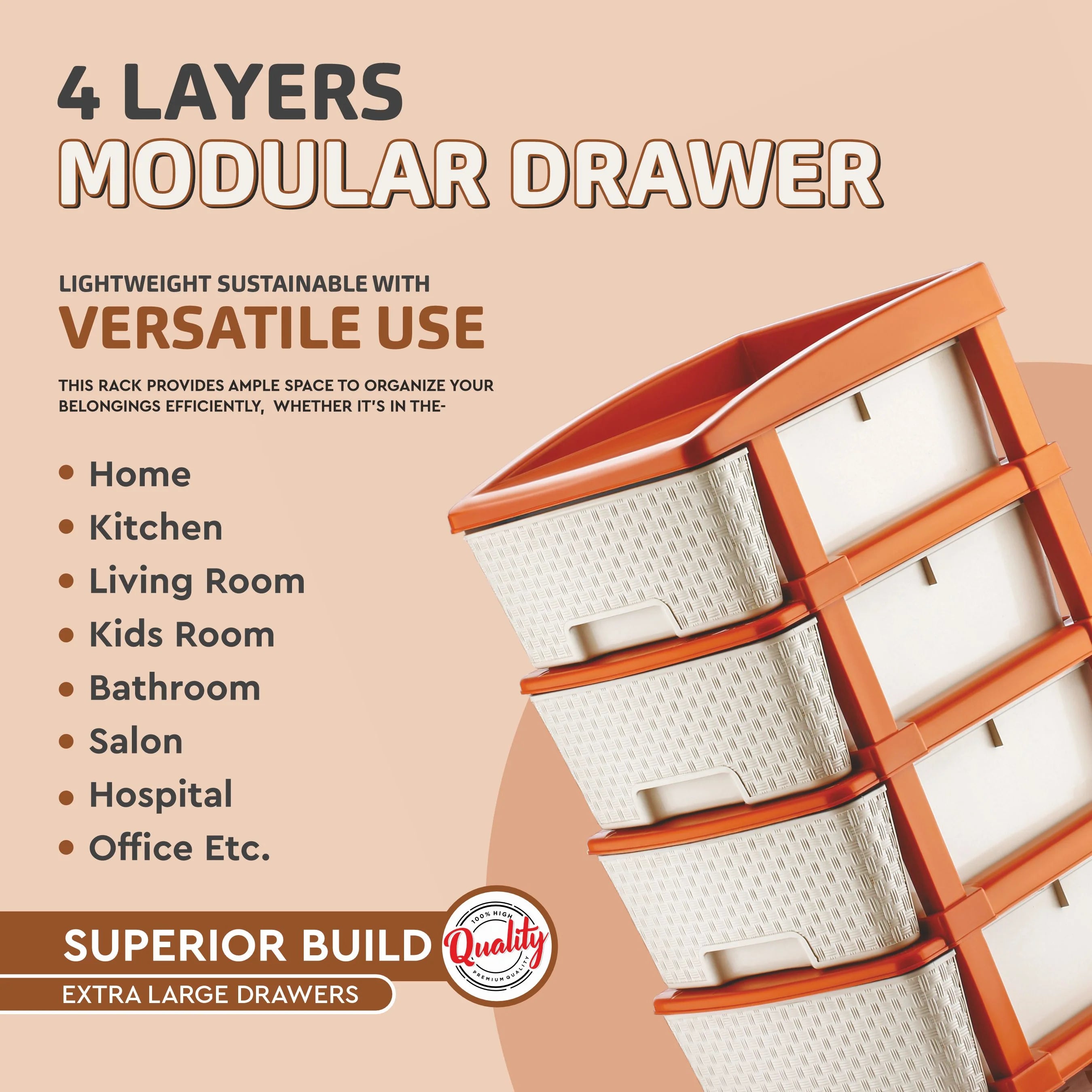 PALAK 4XL Super Drawer Storage Unit (White)