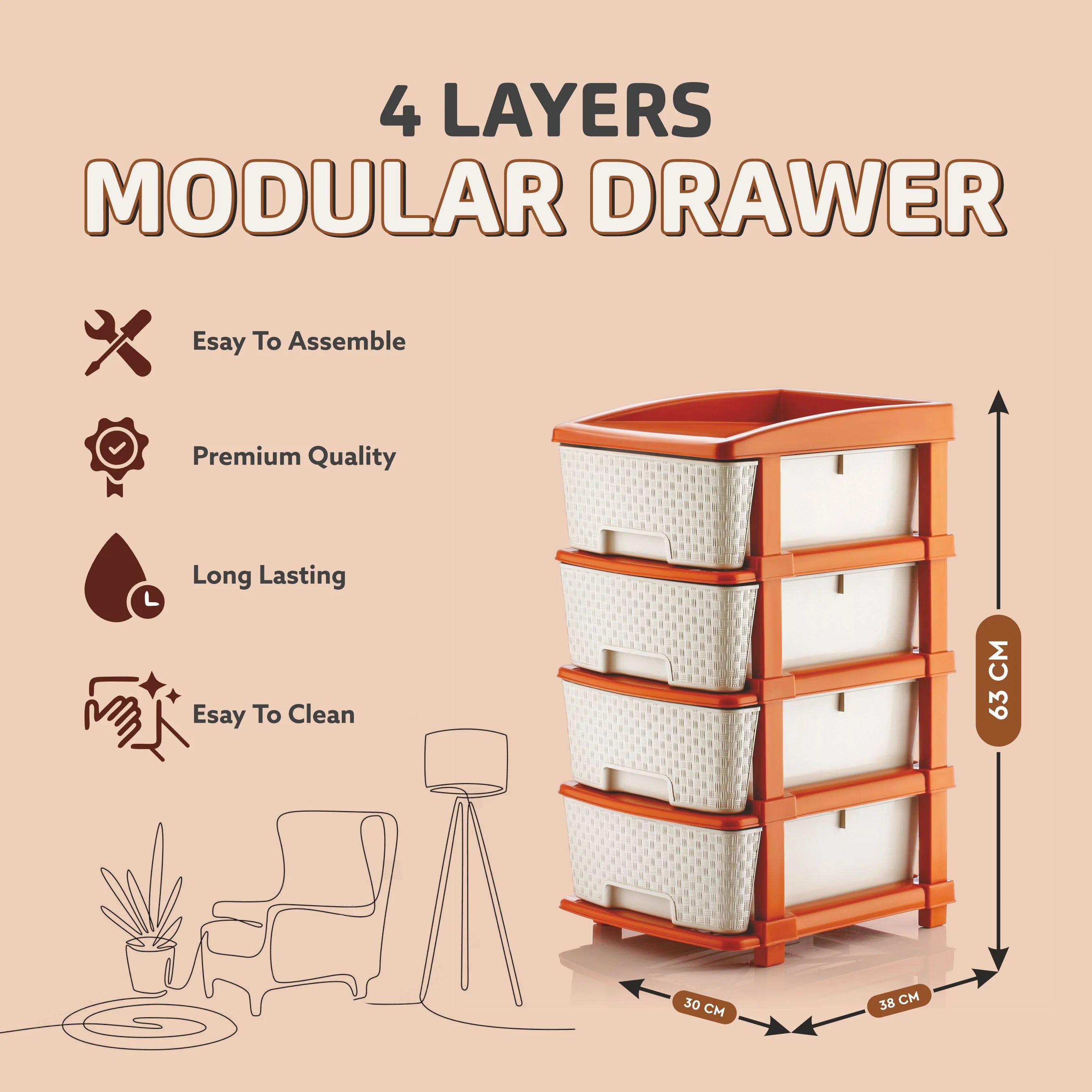 PALAK 4XL Super Drawer Storage Unit (White)