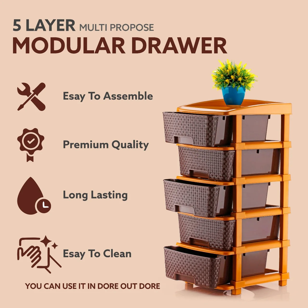 PALAK 5XL Super Drawer Storage Unit (Brown)