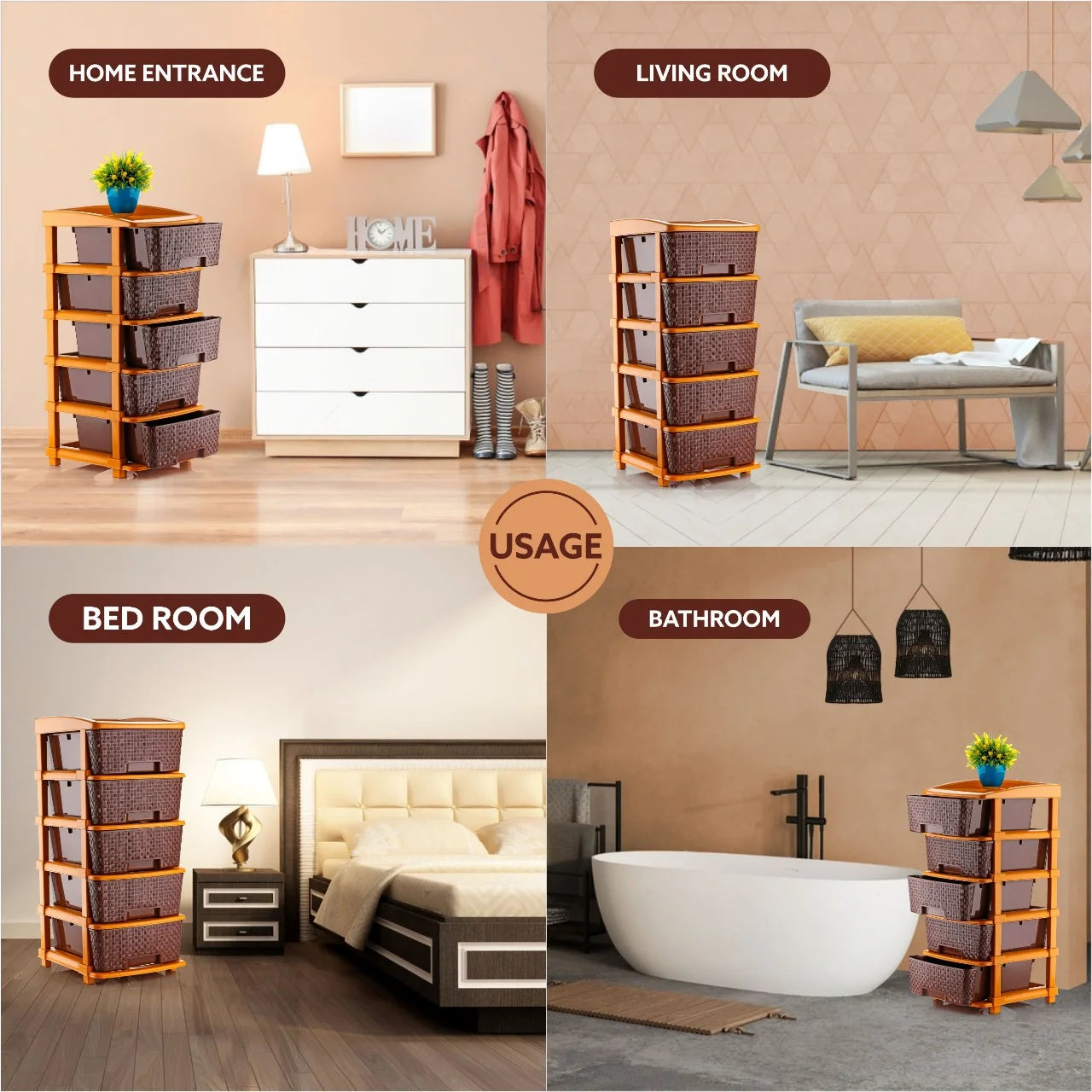 PALAK 5XL Super Drawer Storage Unit (Brown)
