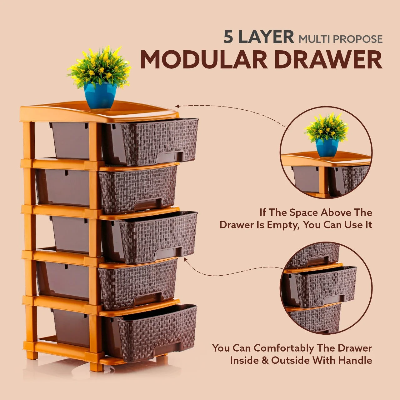 PALAK 5XL Super Drawer Storage Unit (Brown)