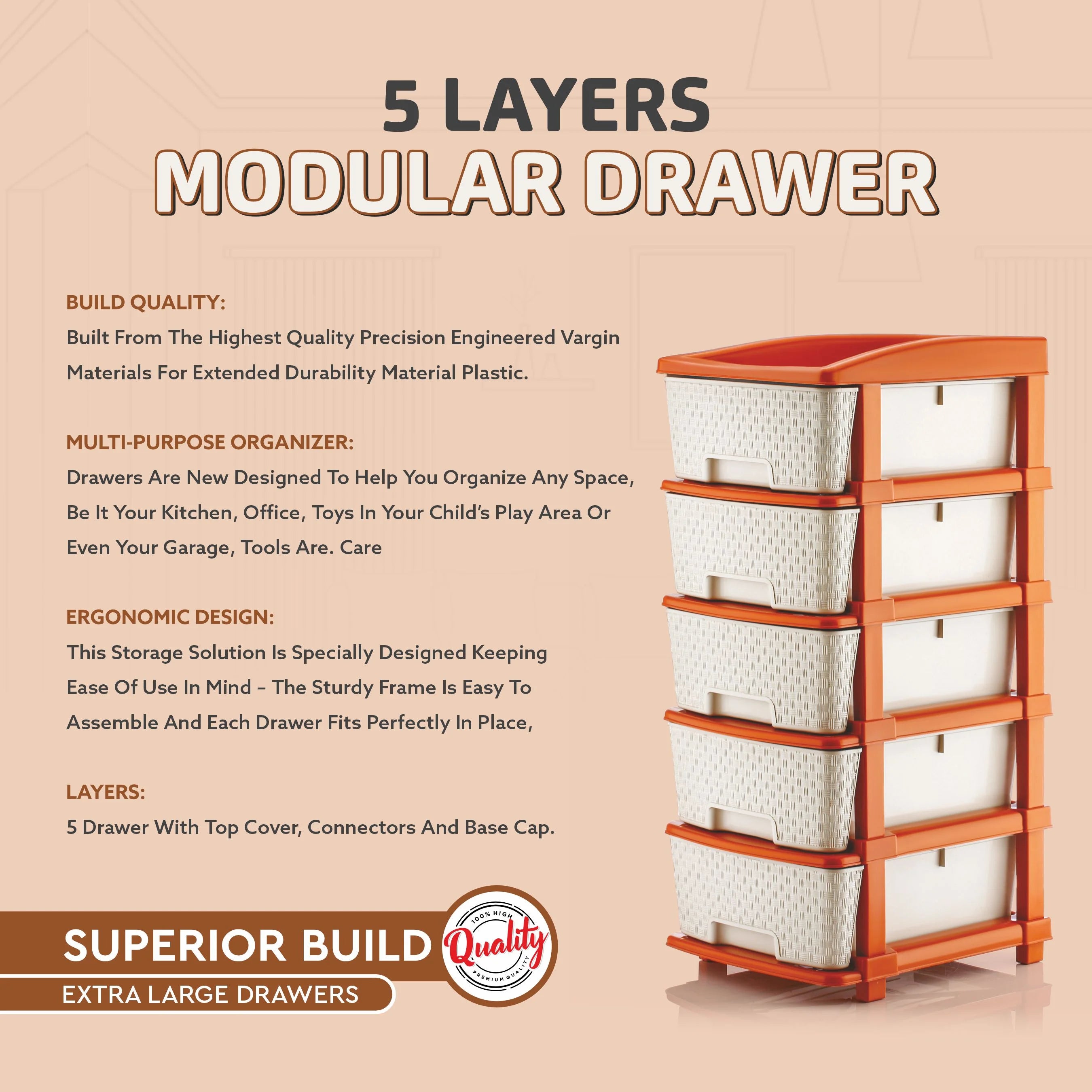 PALAK 5XL Super Drawer Storage Unit (White)